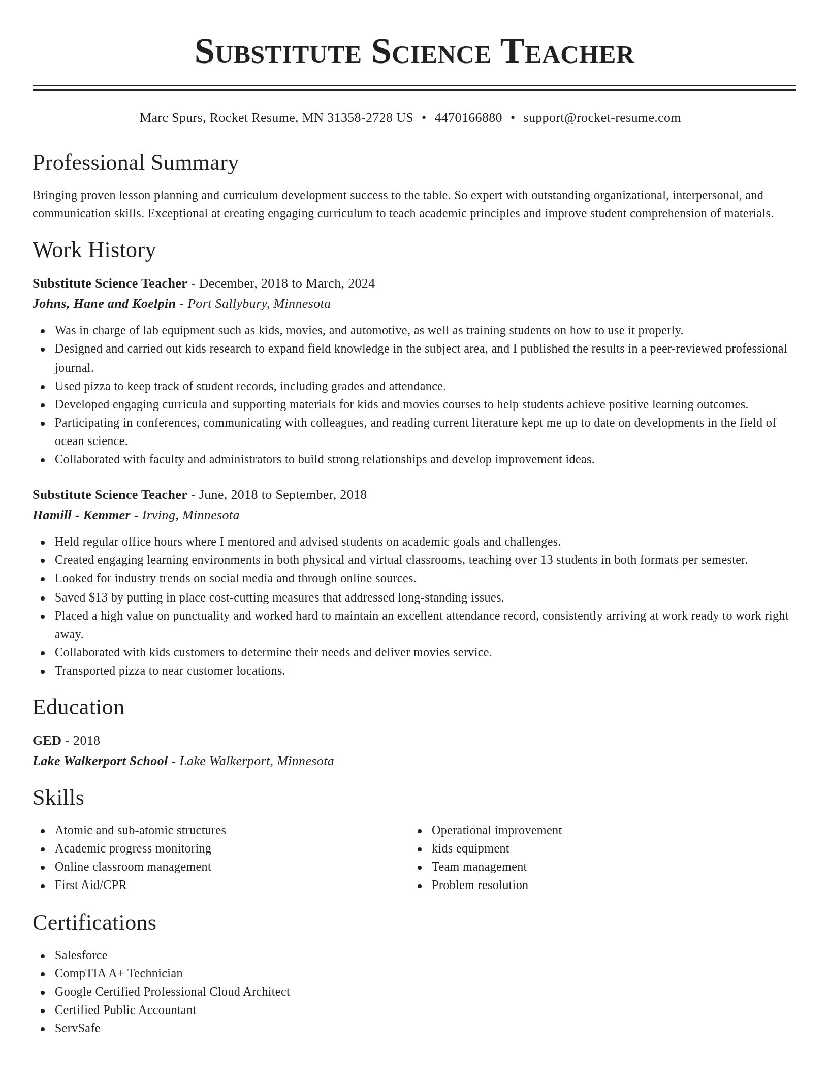 Classic resume template