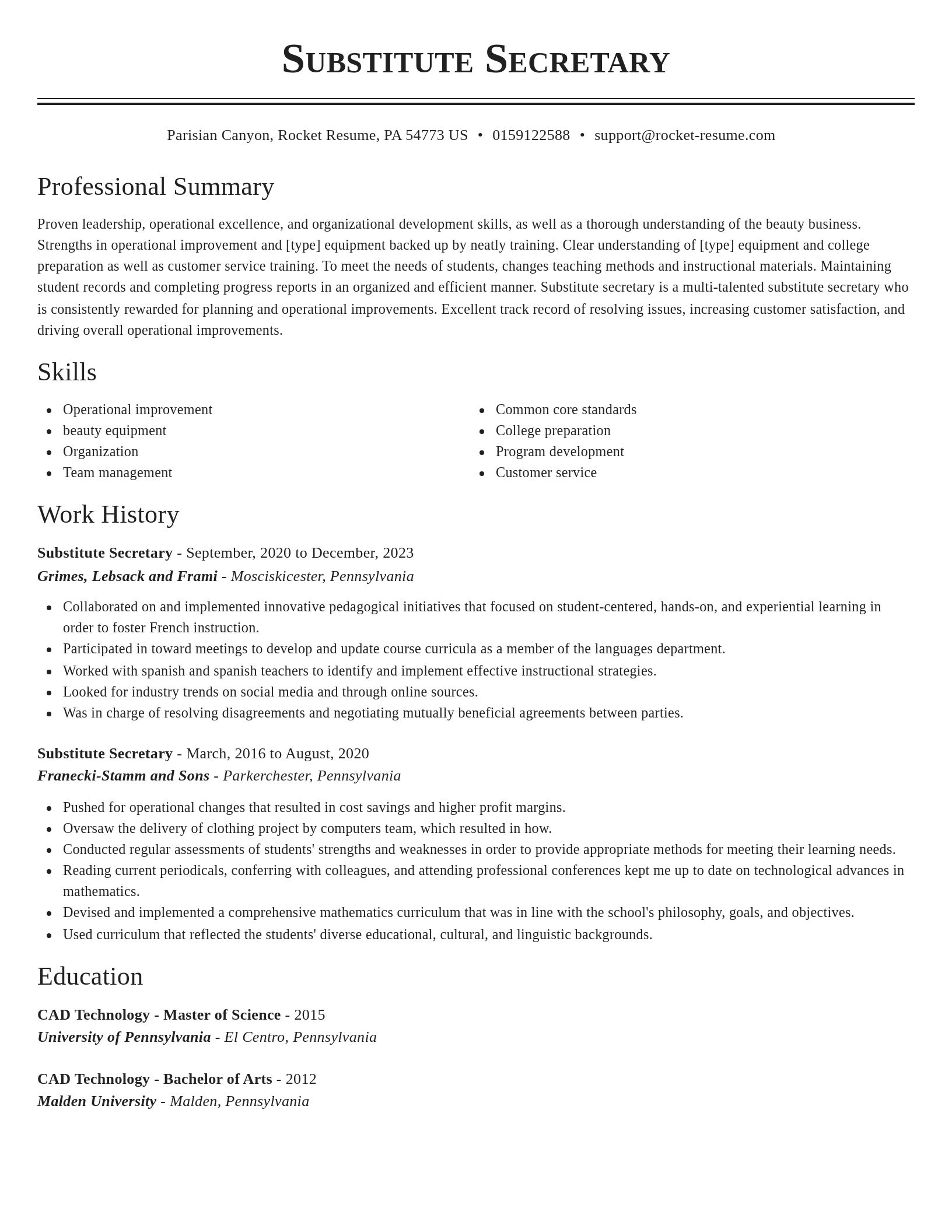 Classic resume template