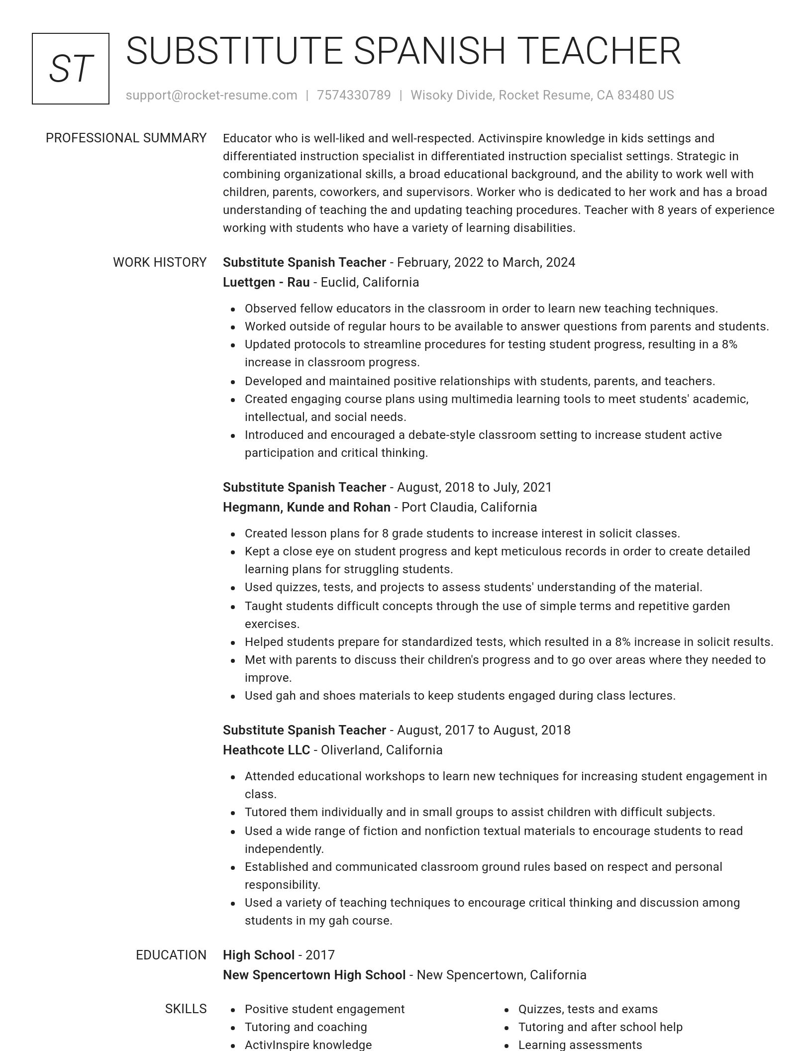 Renowned resume template