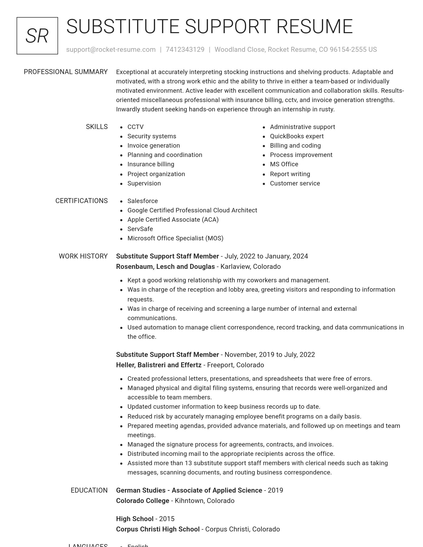 Renowned resume template