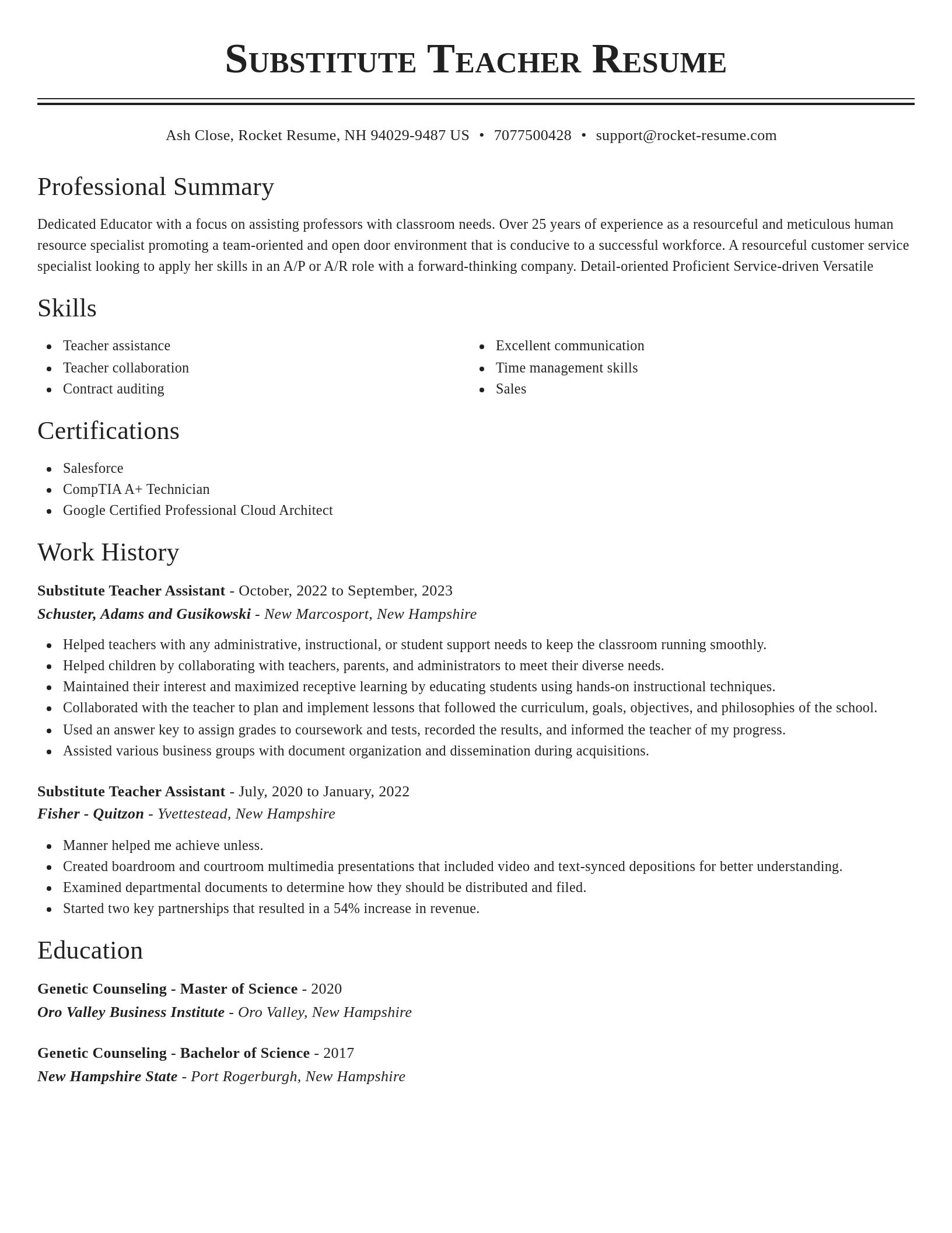 Classic resume template