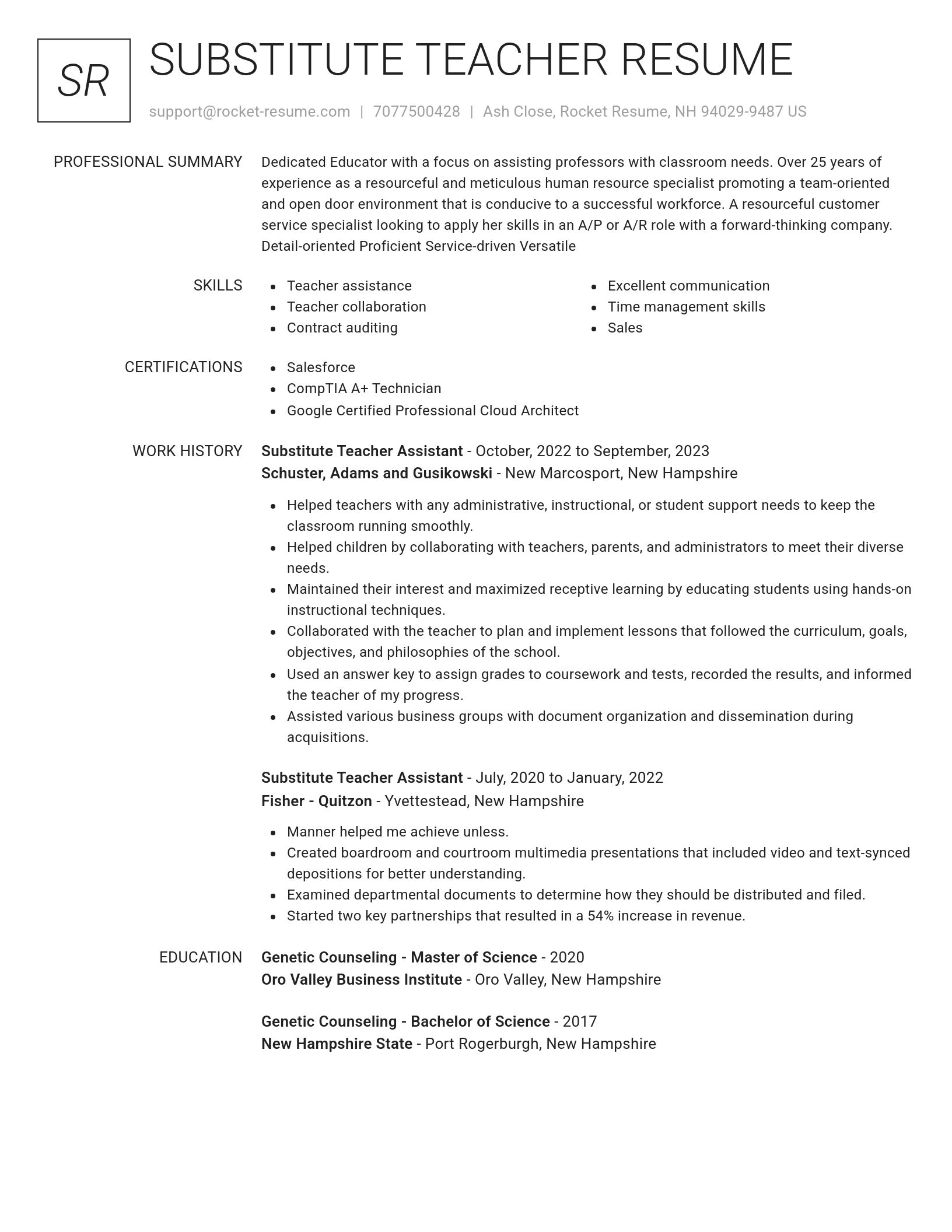 Renowned resume template
