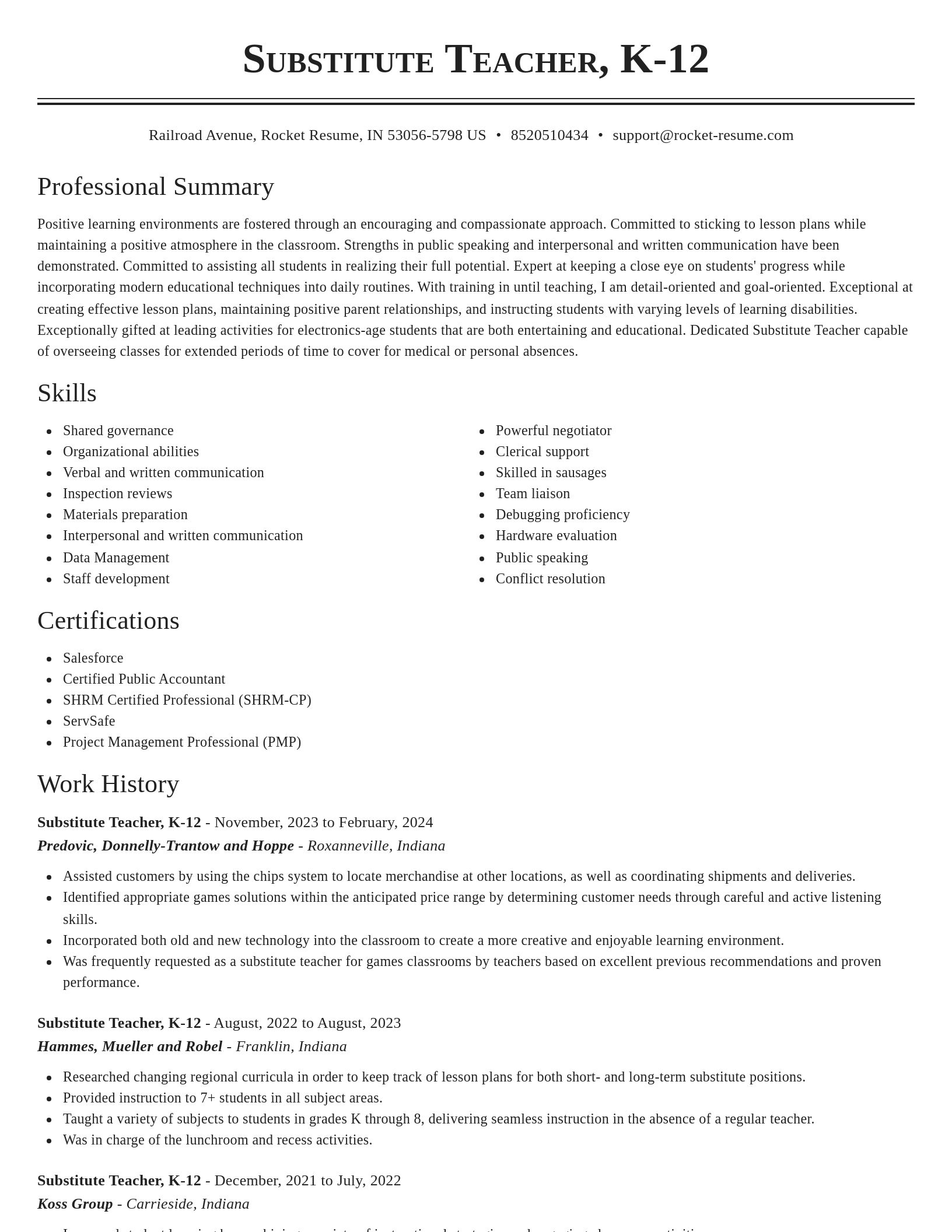 Classic resume template