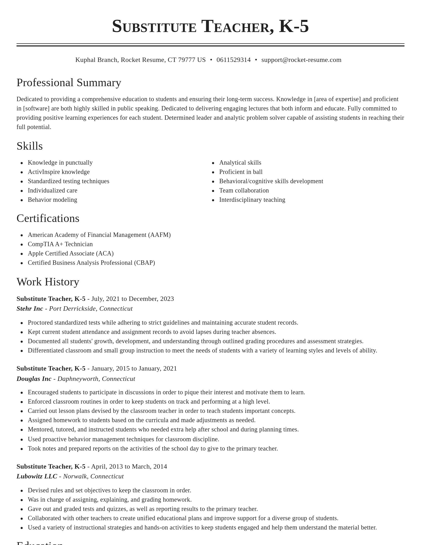 Classic resume template