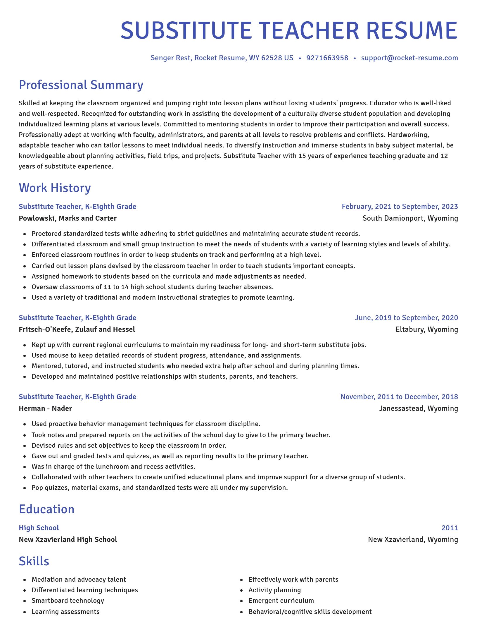 Novel resume template