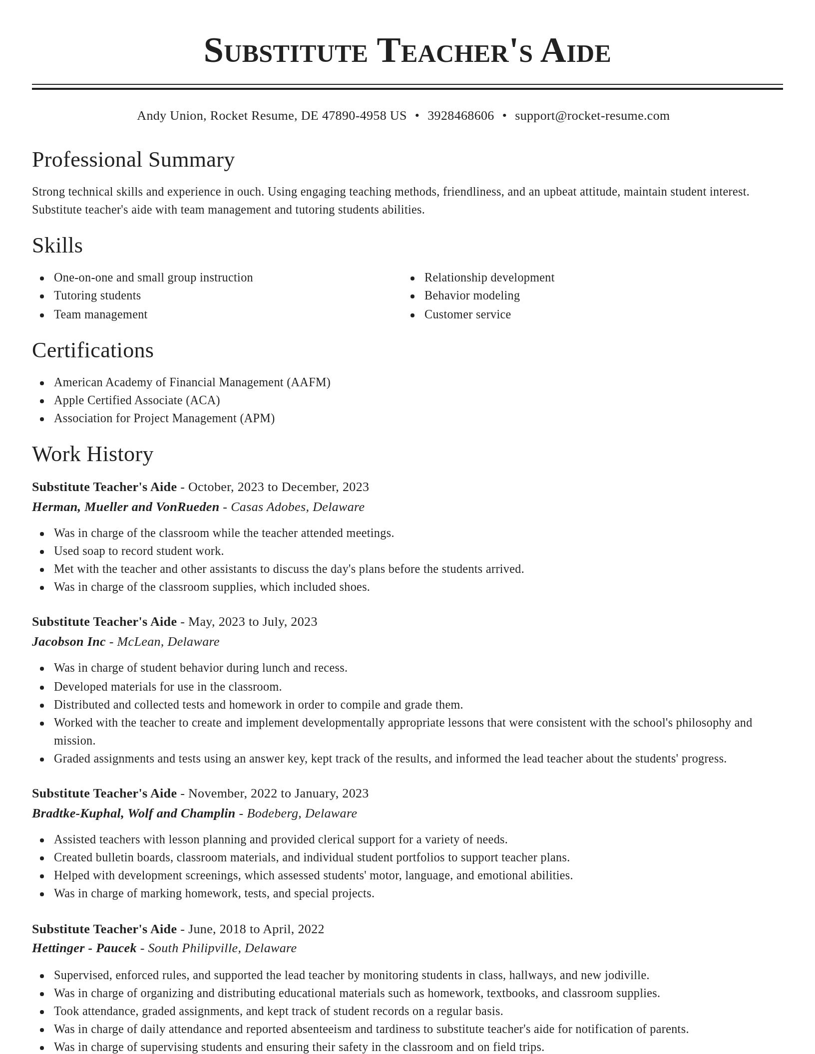 Classic resume template