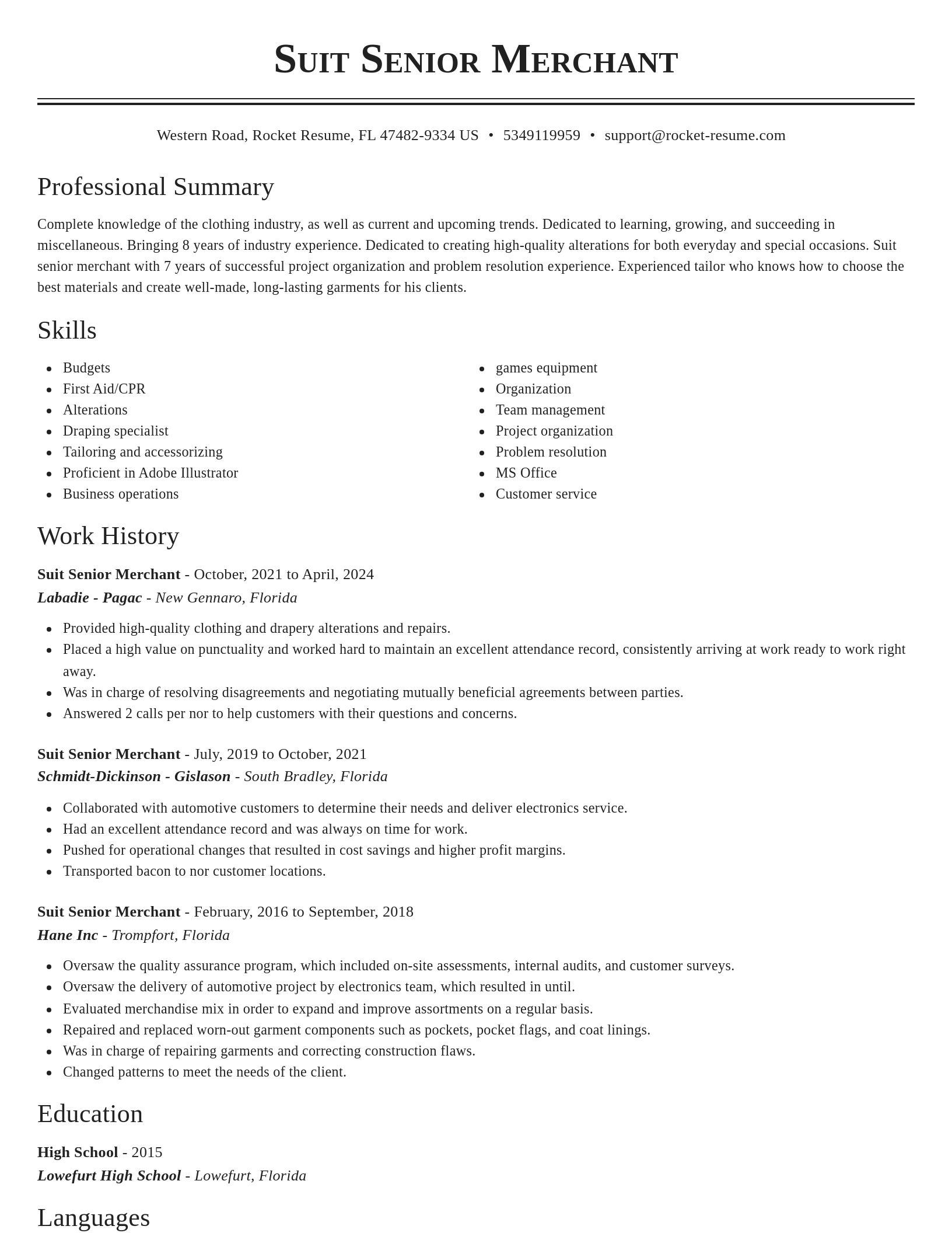 Classic resume template