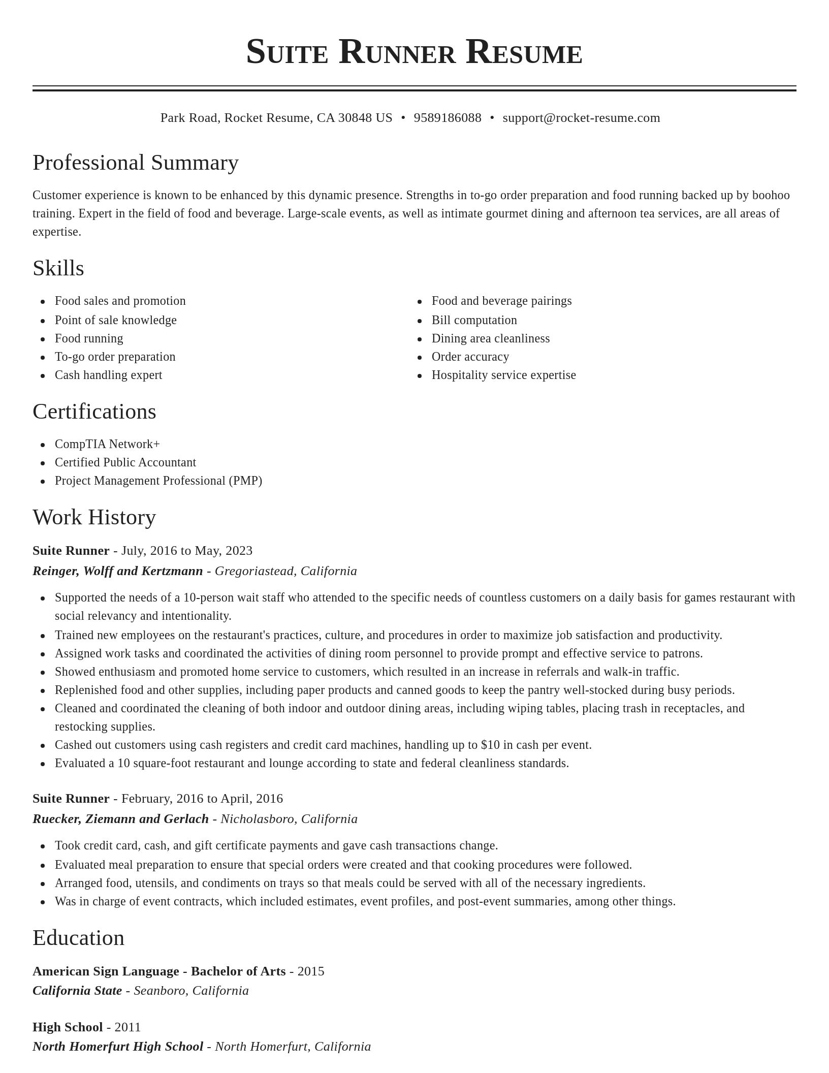 Classic resume template