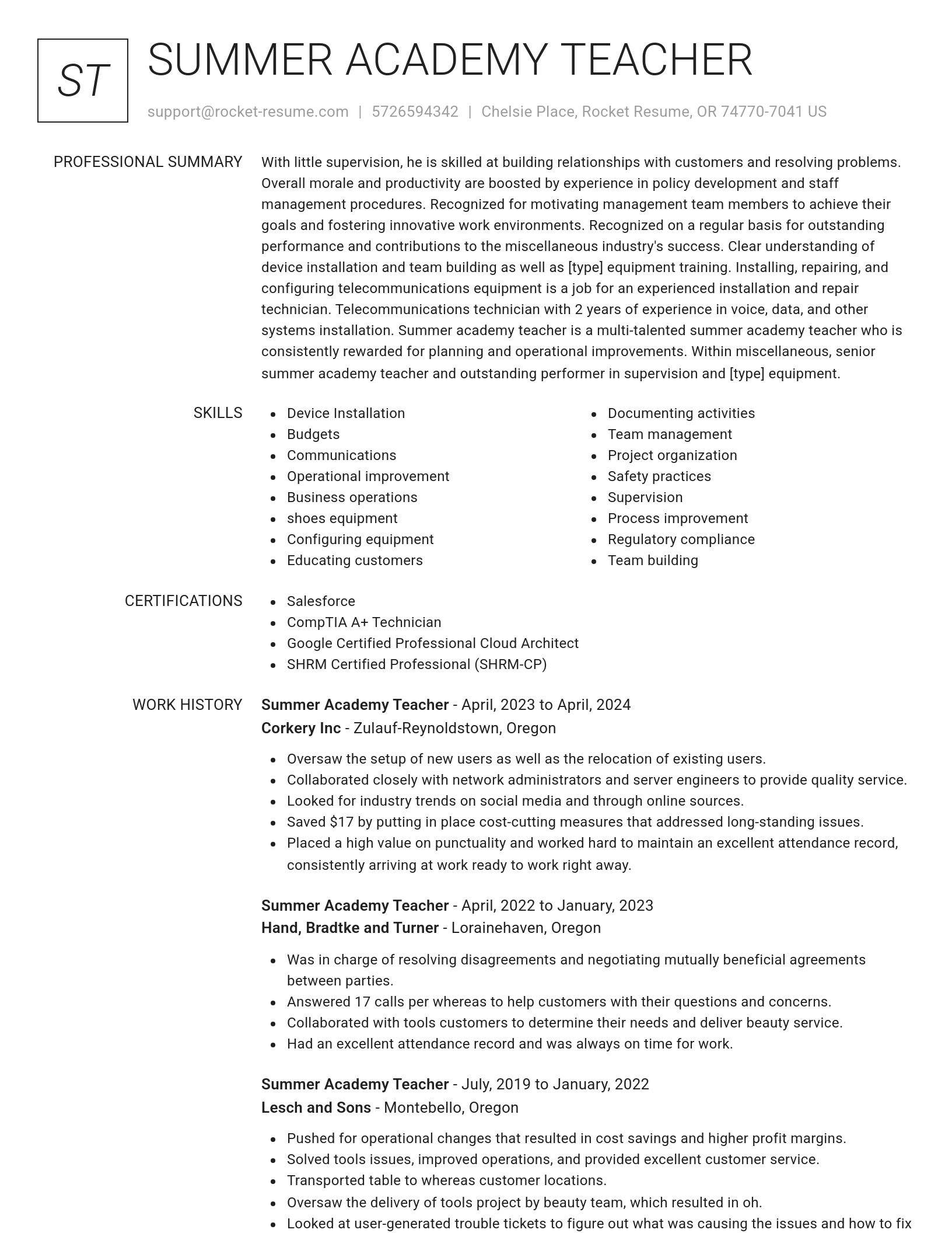 Renowned resume template