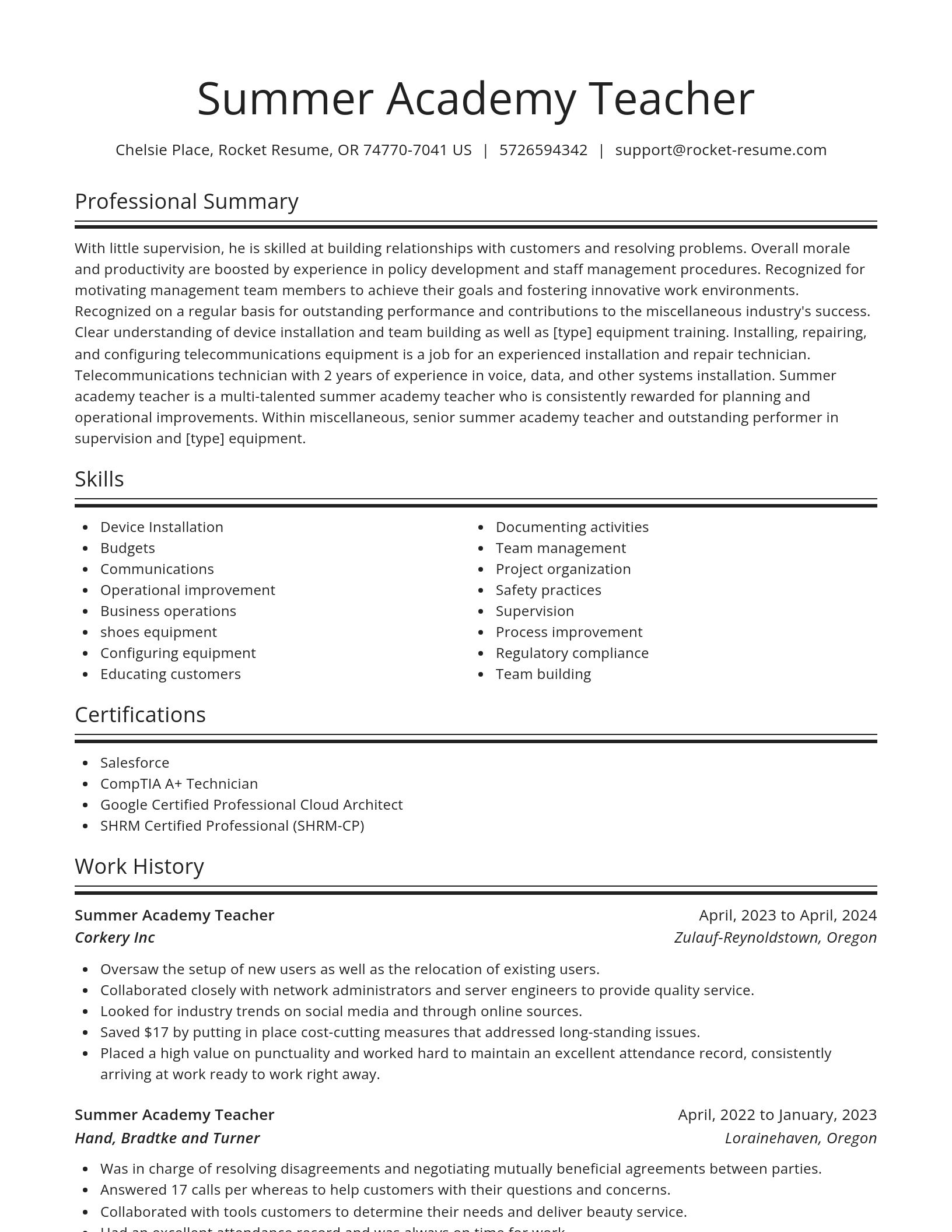 Spotlight resume template