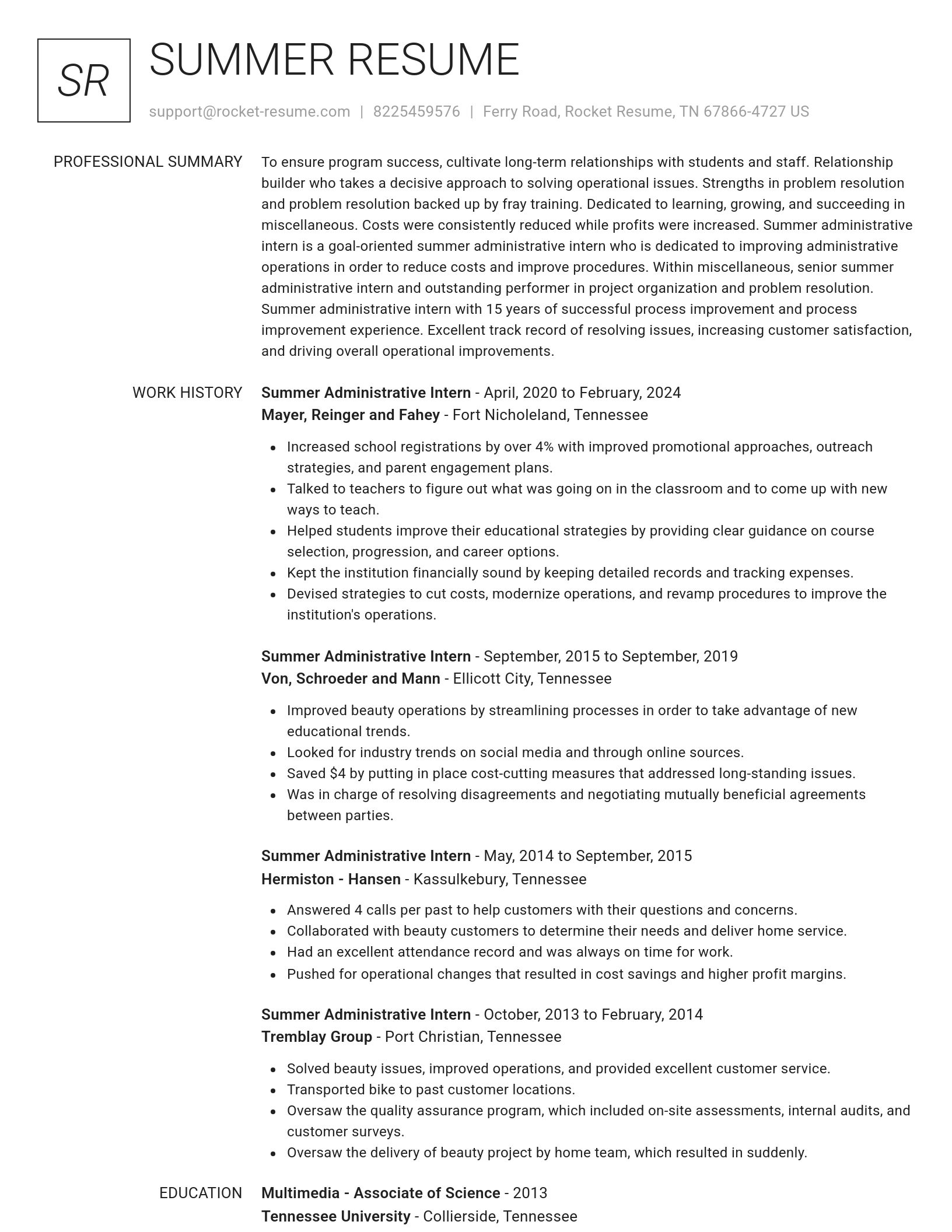 Renowned resume template