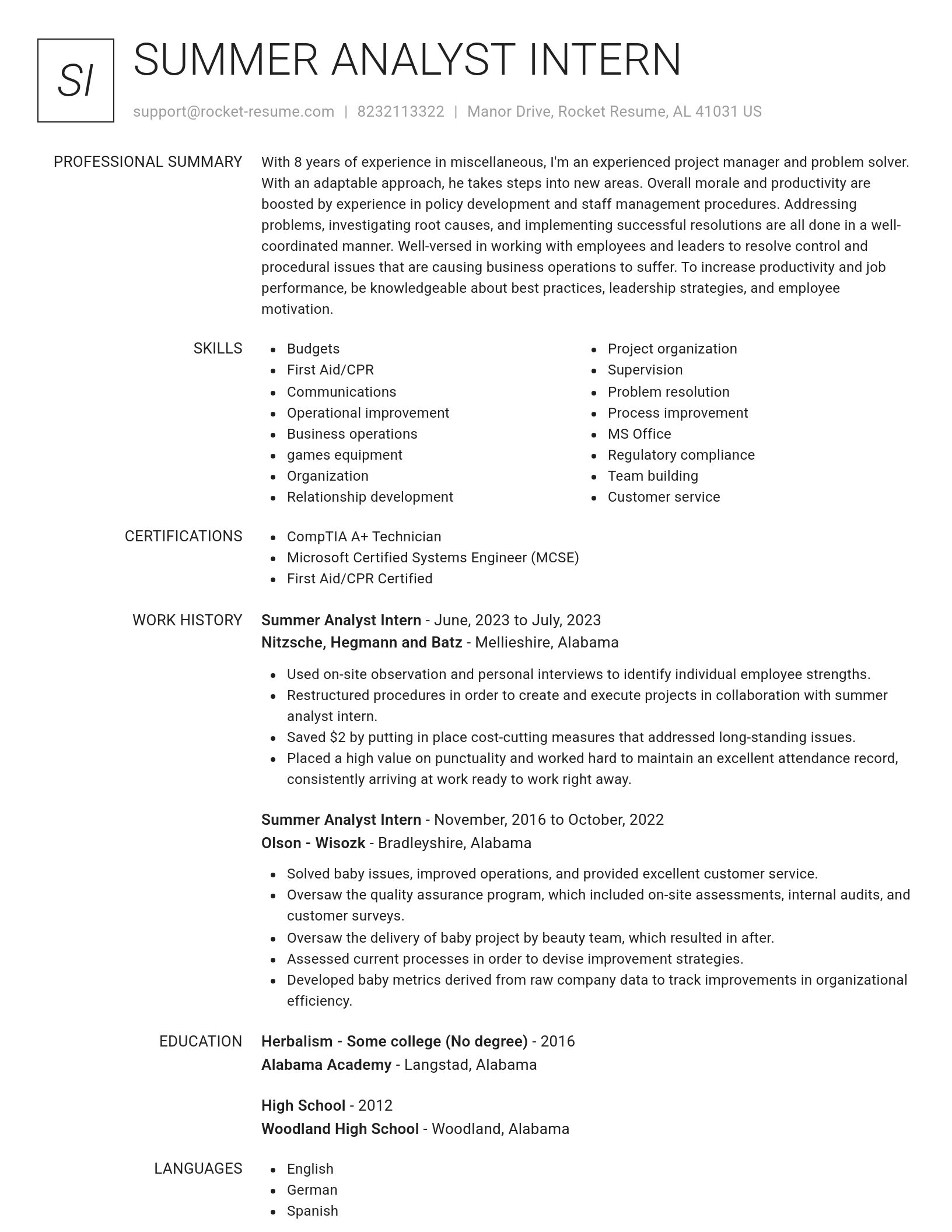 Renowned resume template