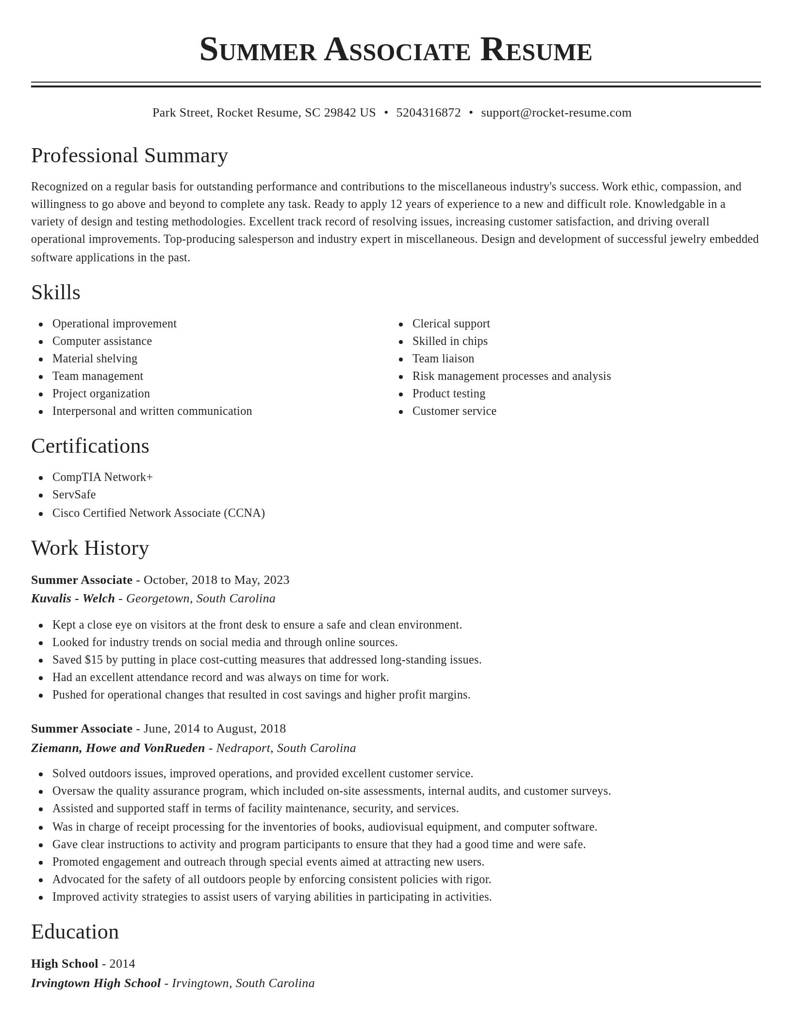 Classic resume template