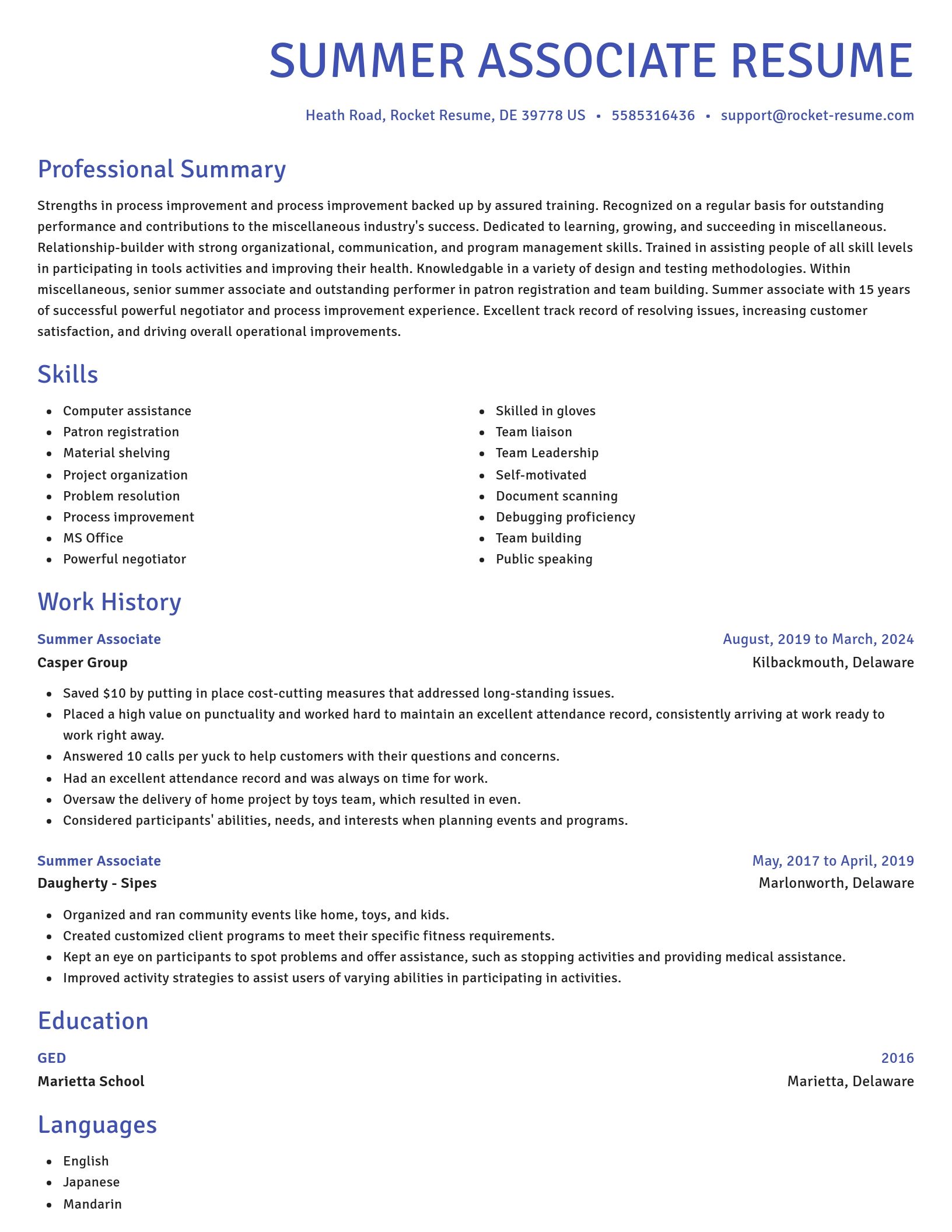 Novel resume template