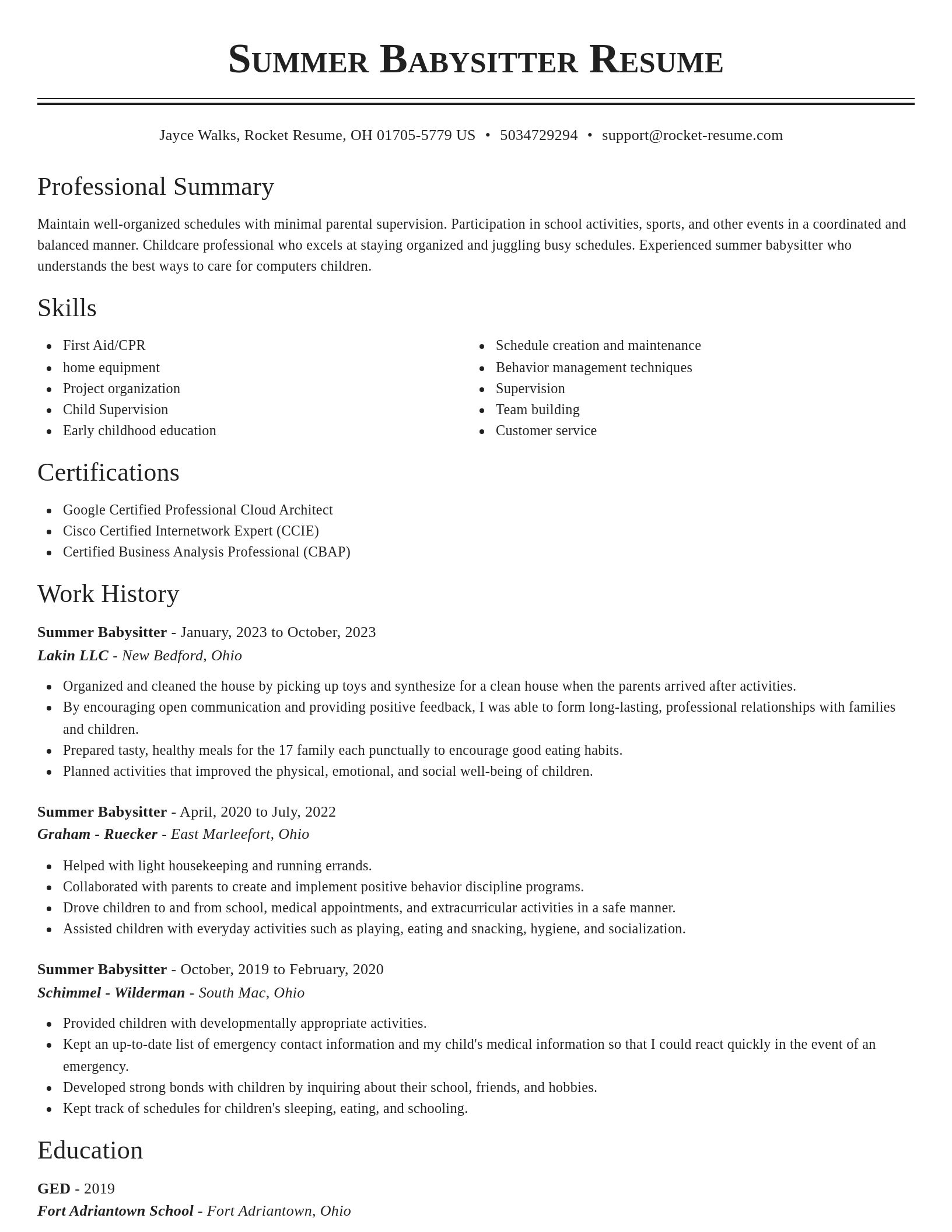 Classic resume template