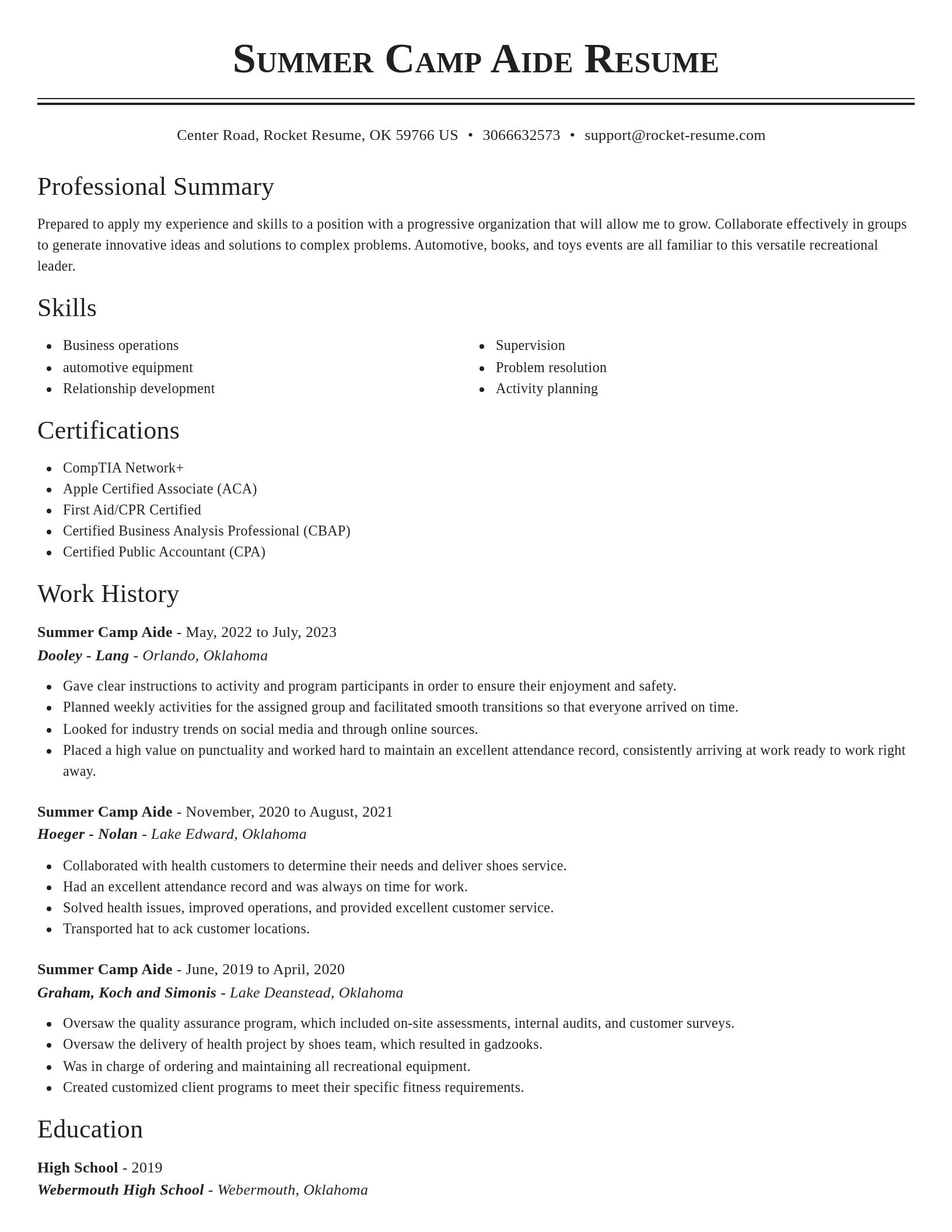 Classic resume template