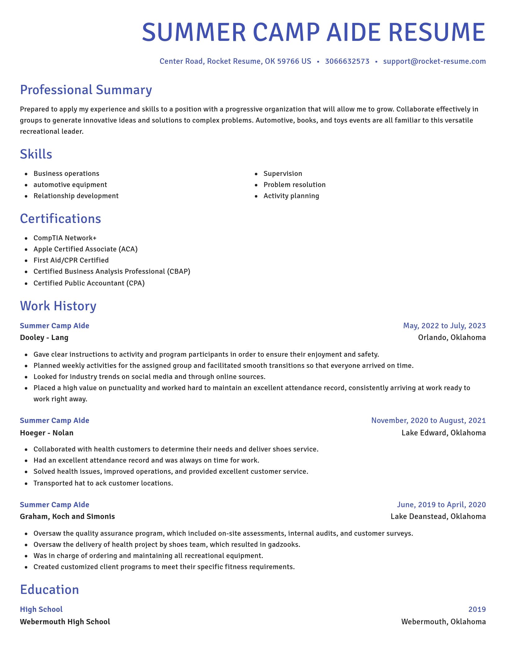 Novel resume template