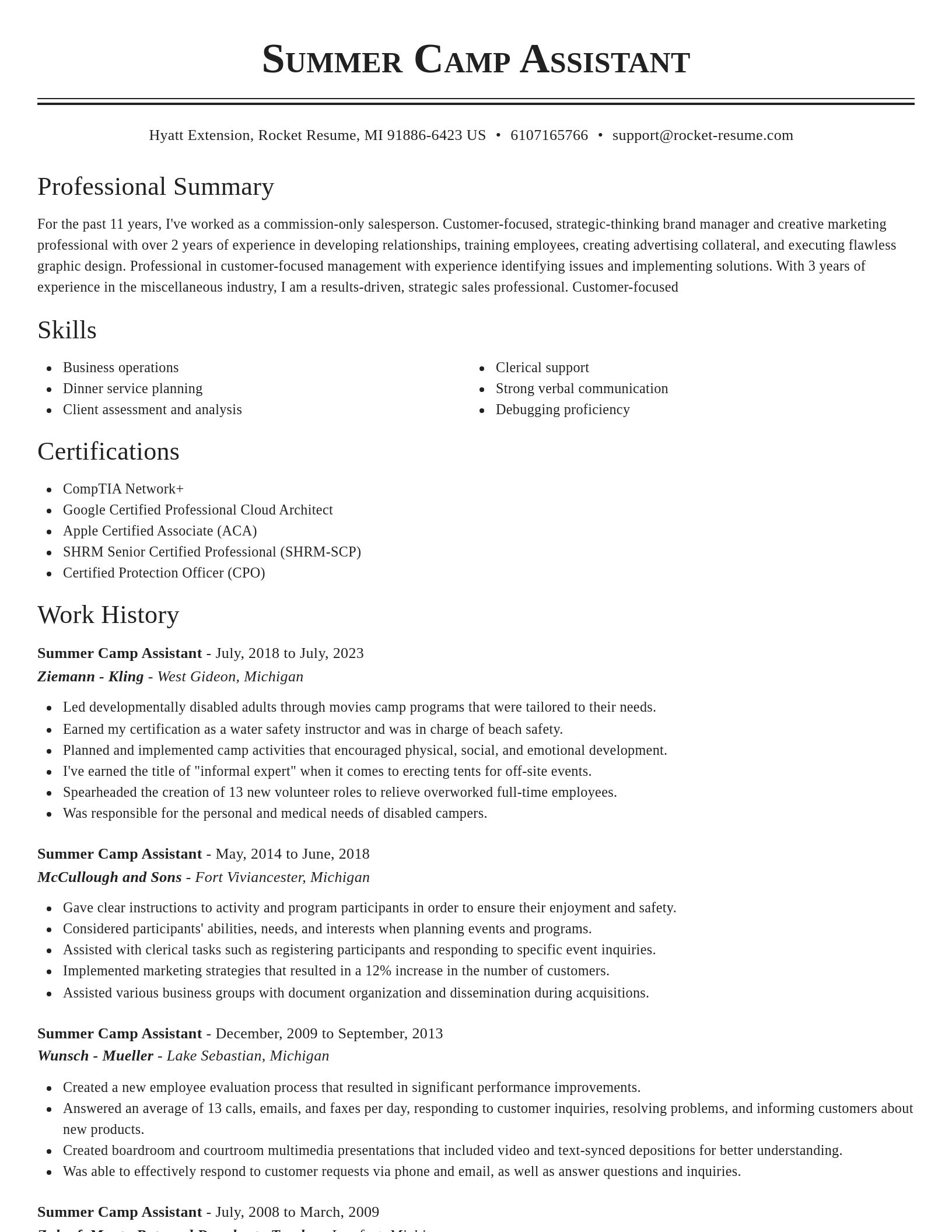 Classic resume template