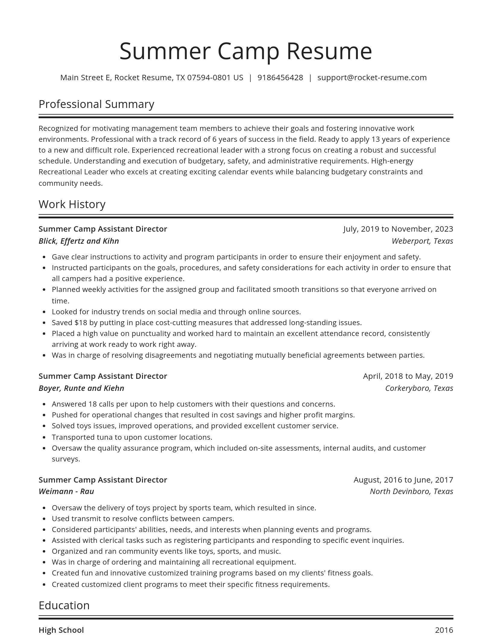 Spotlight resume template