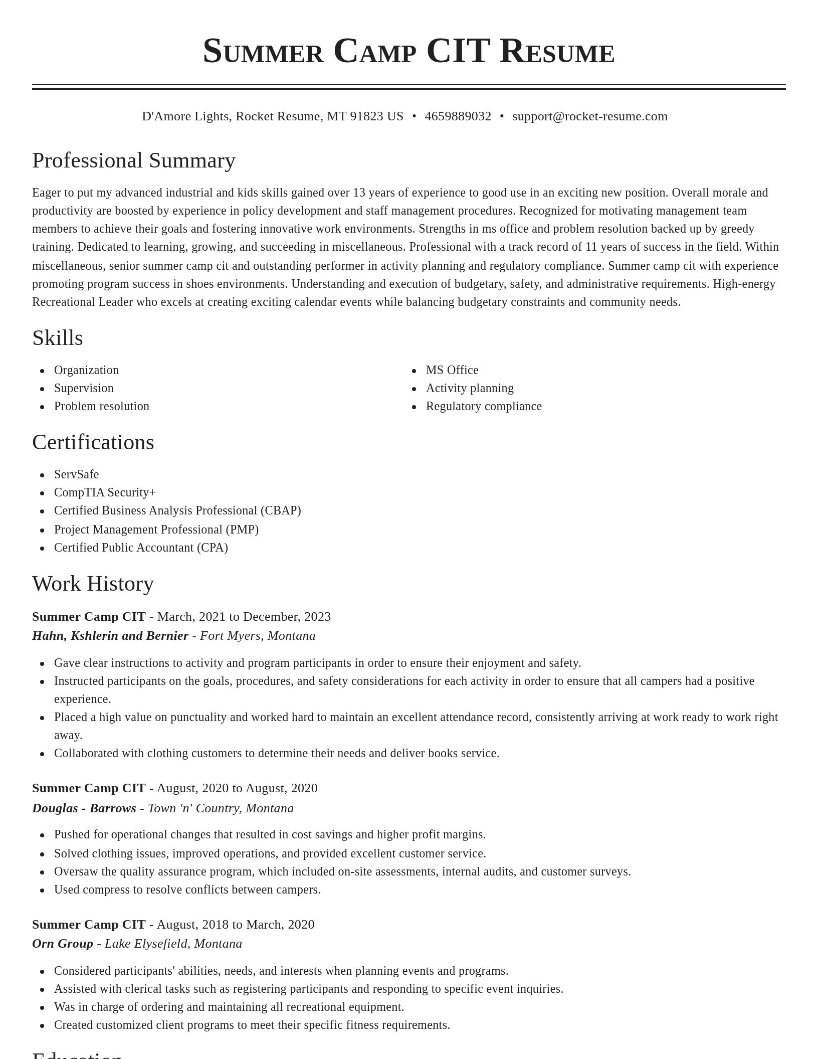 Classic resume template