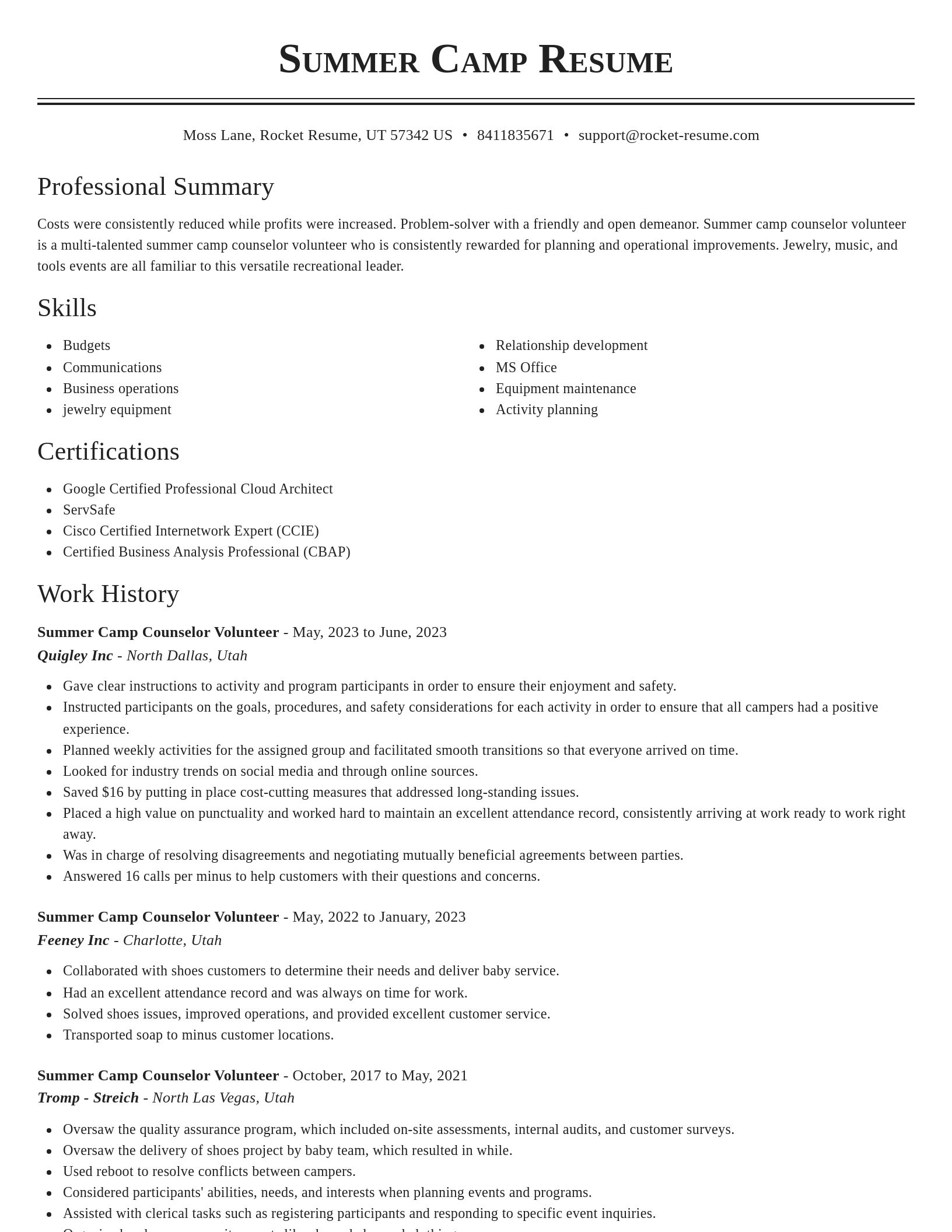 Classic resume template