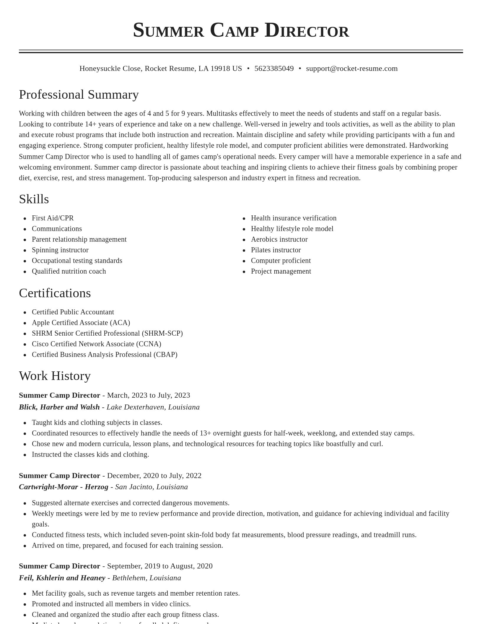 Classic resume template