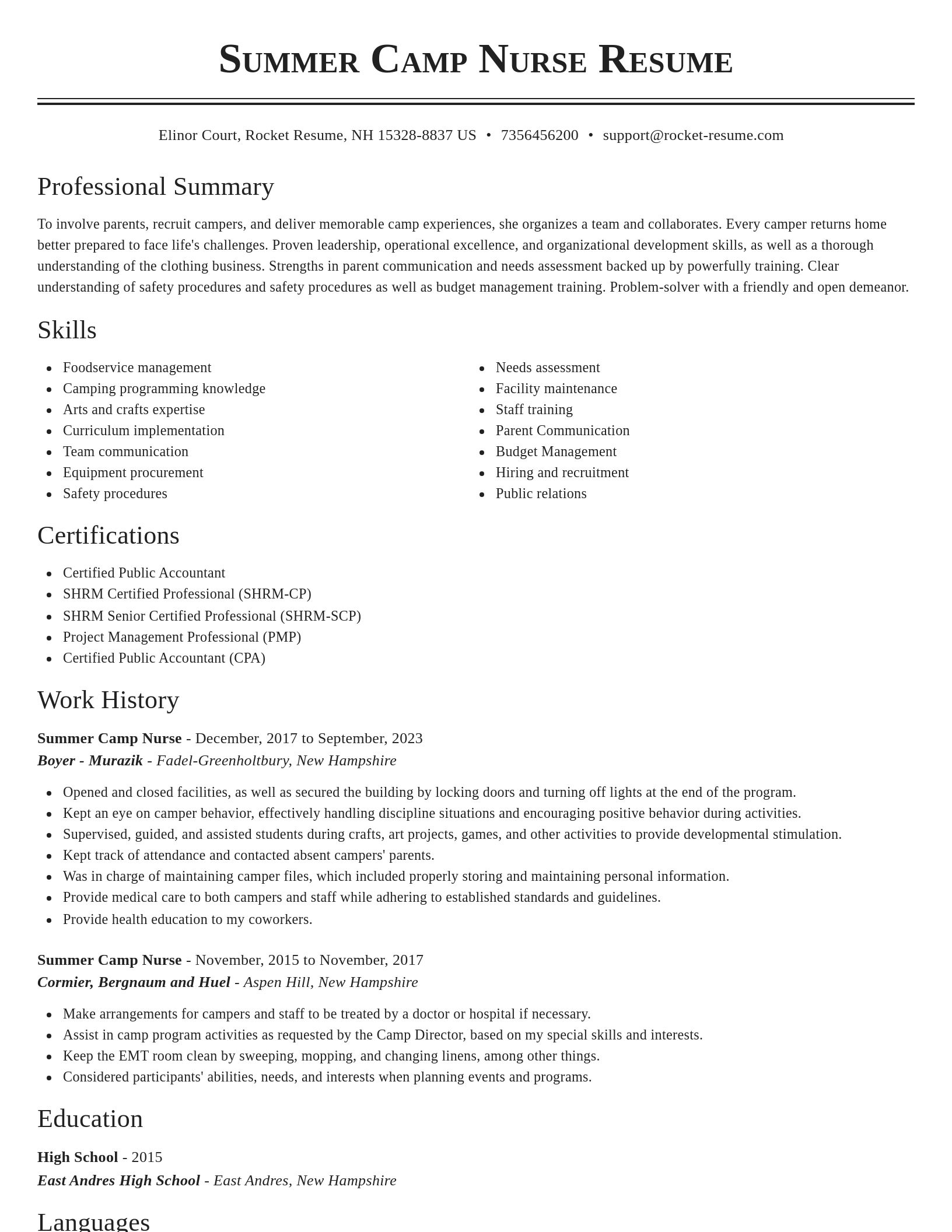 Classic resume template