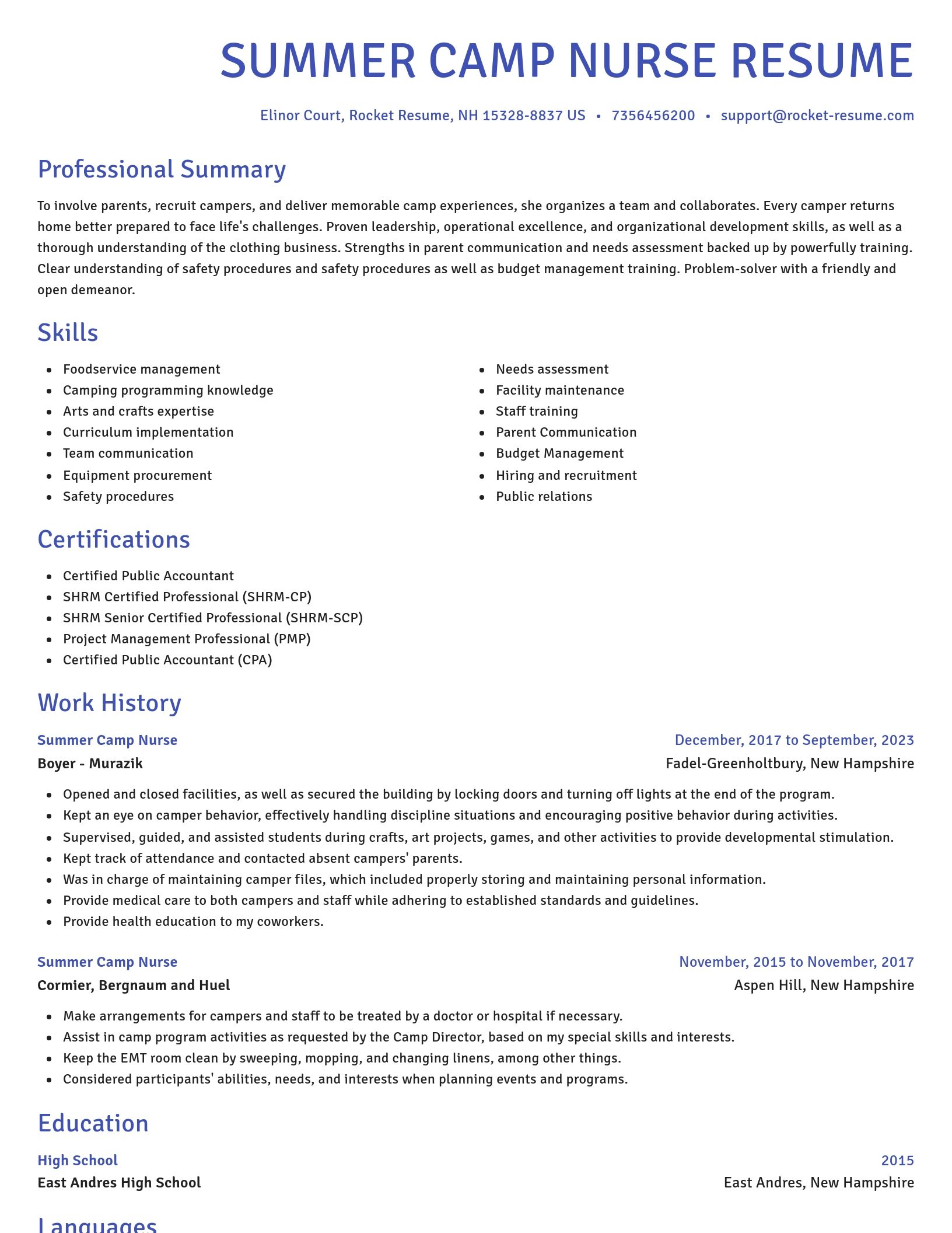 Novel resume template