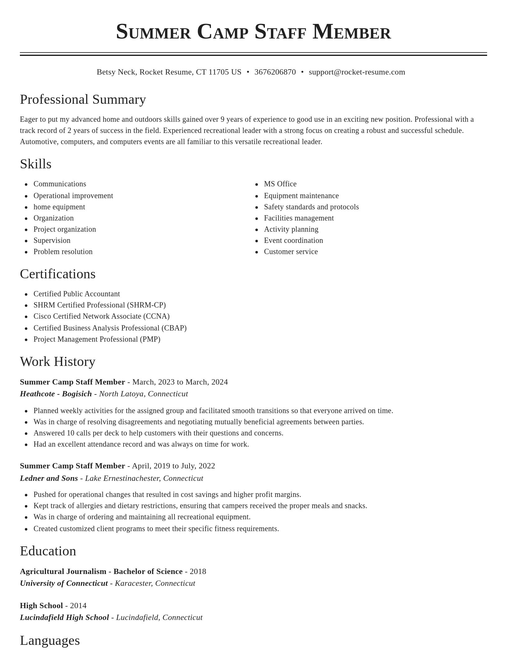 Classic resume template