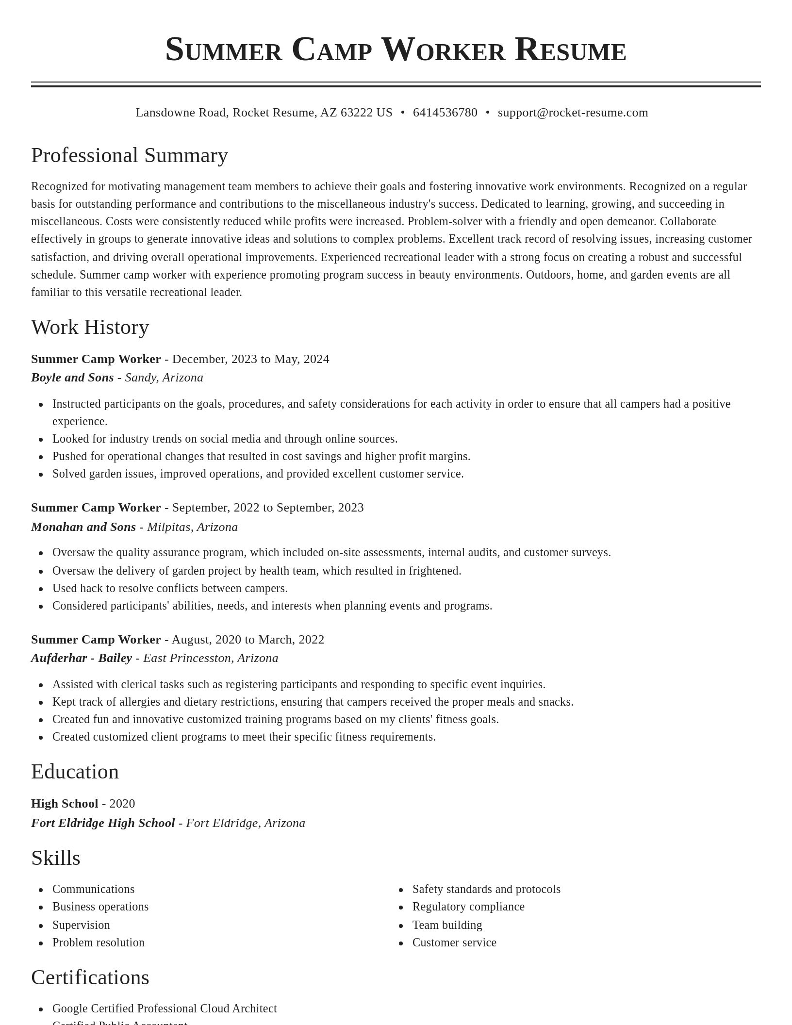 Classic resume template