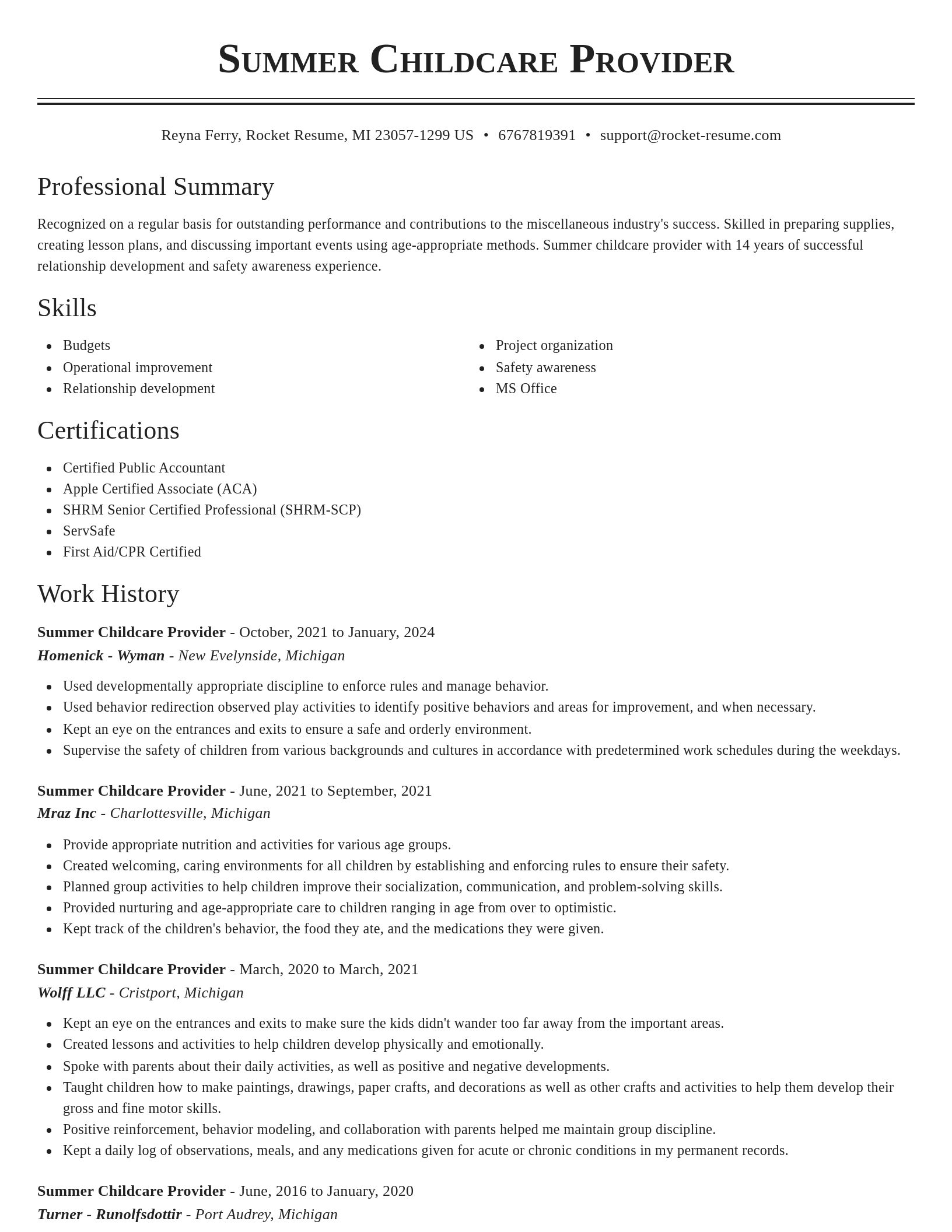 Classic resume template