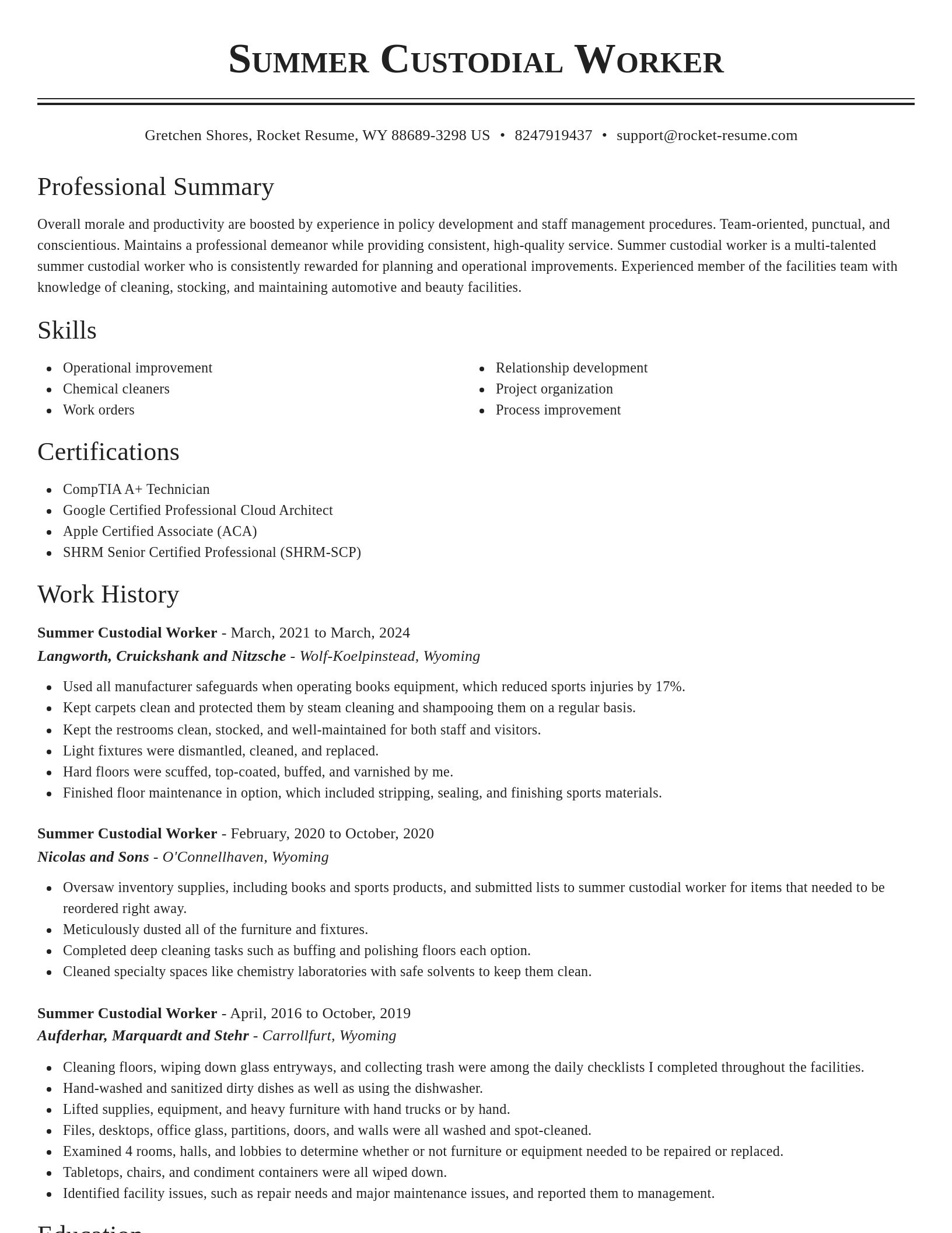 Classic resume template