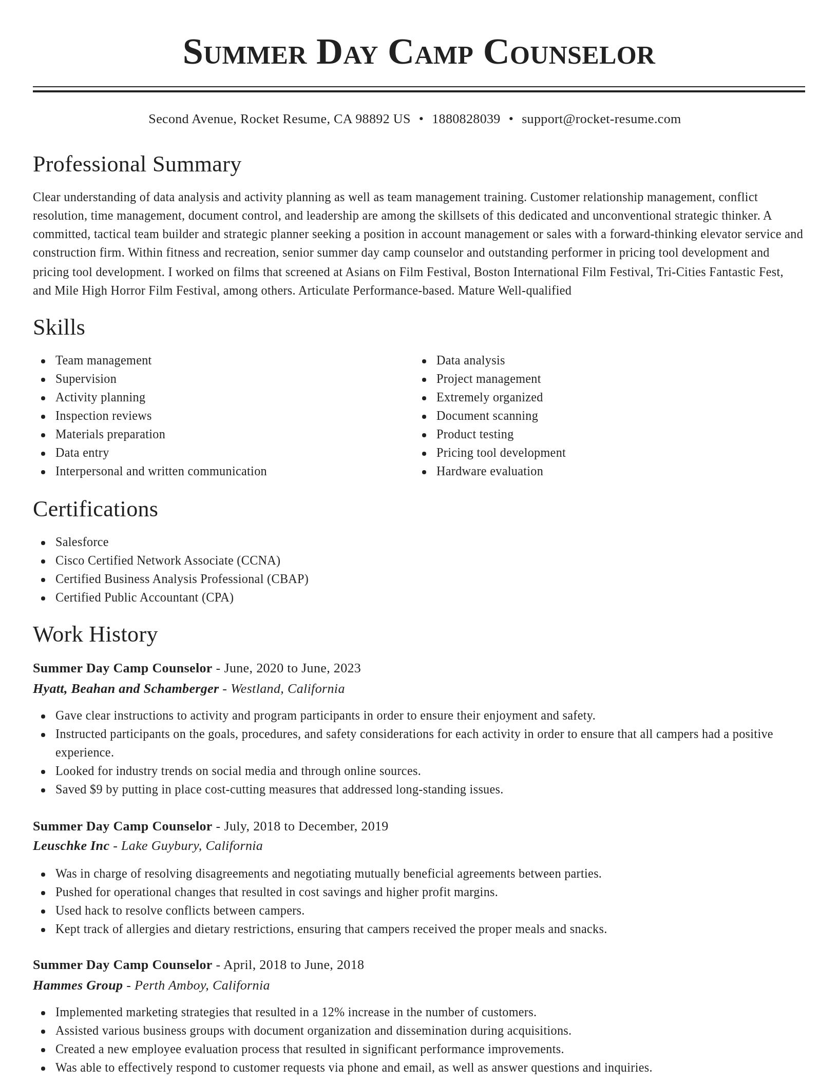 Classic resume template