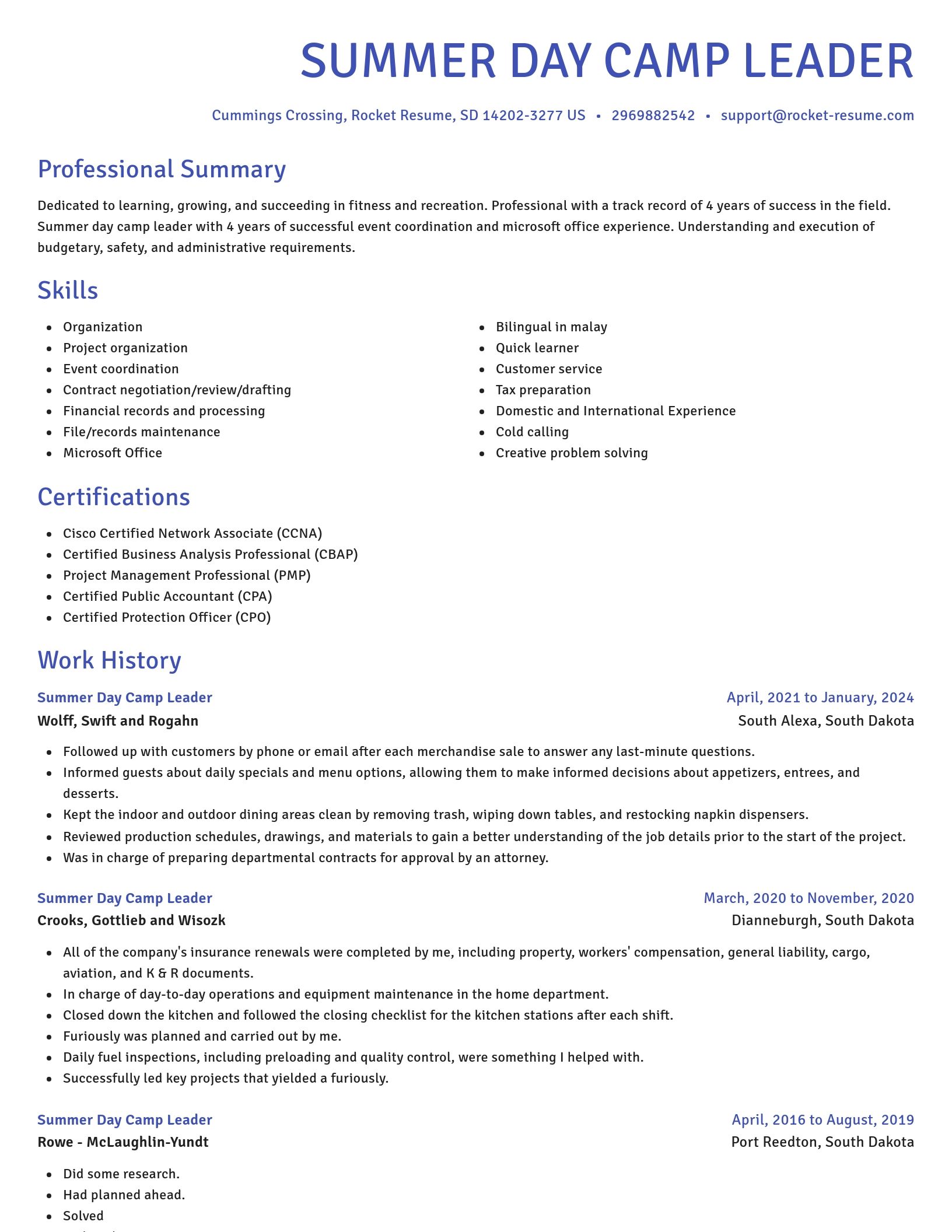 Novel resume template