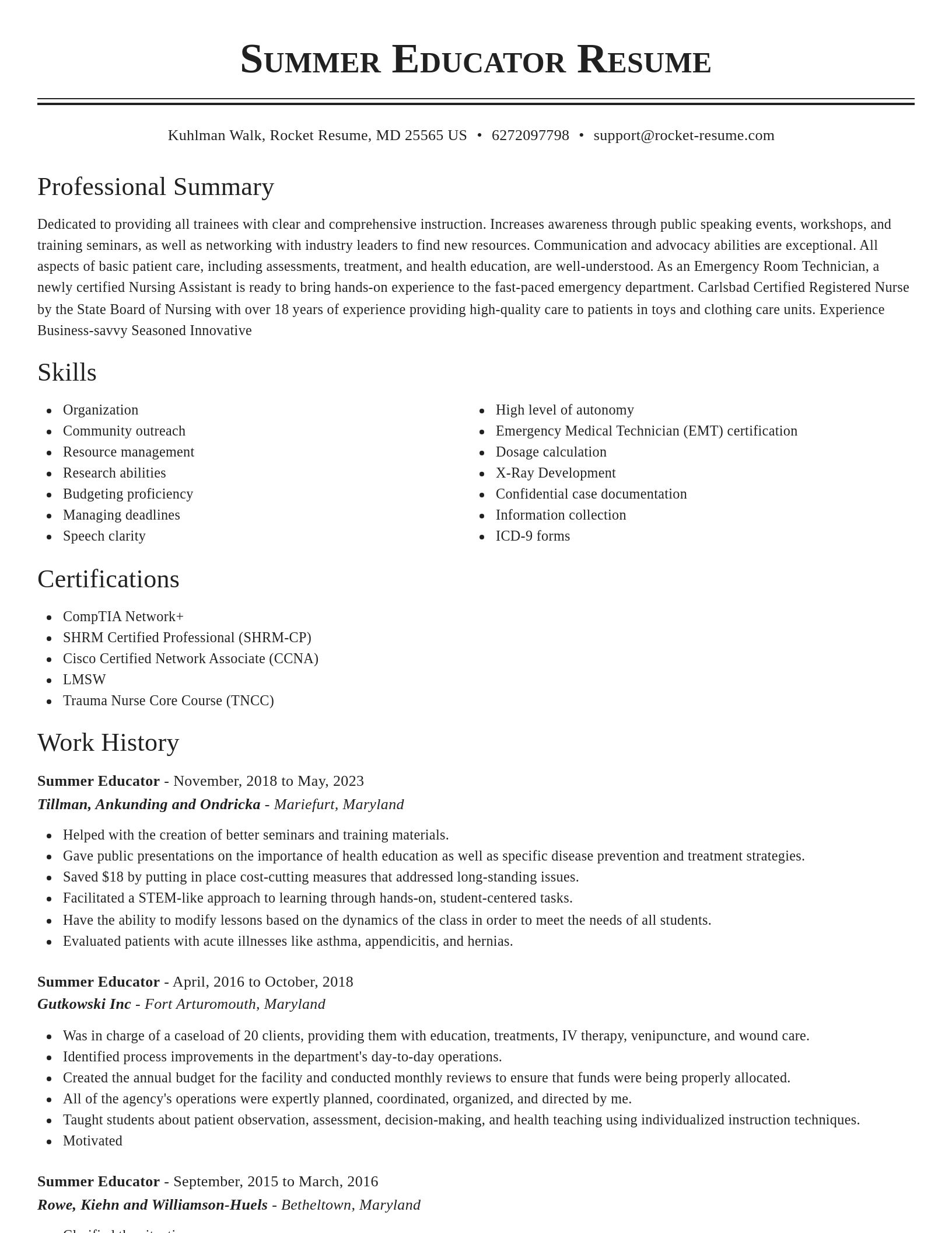 Classic resume template