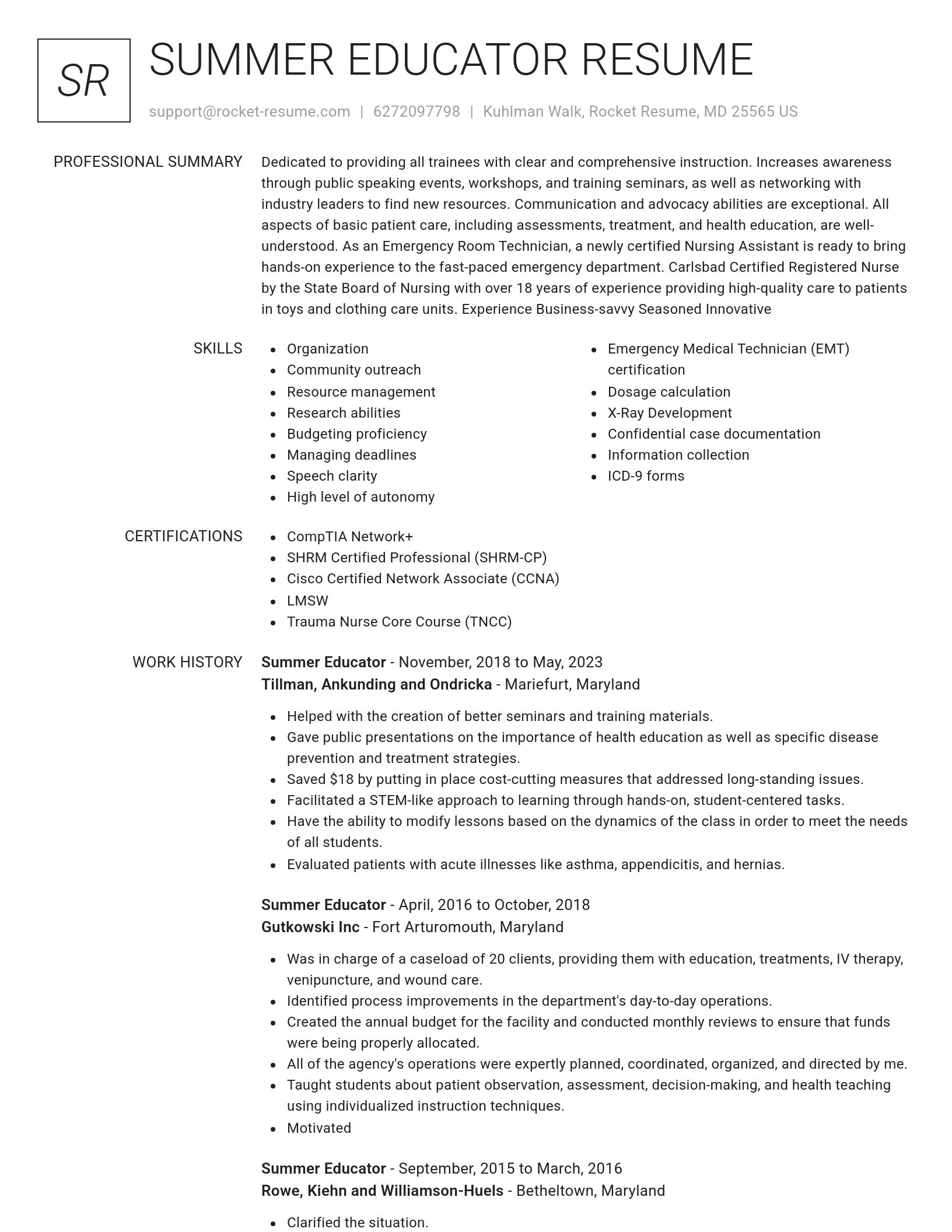 Renowned resume template