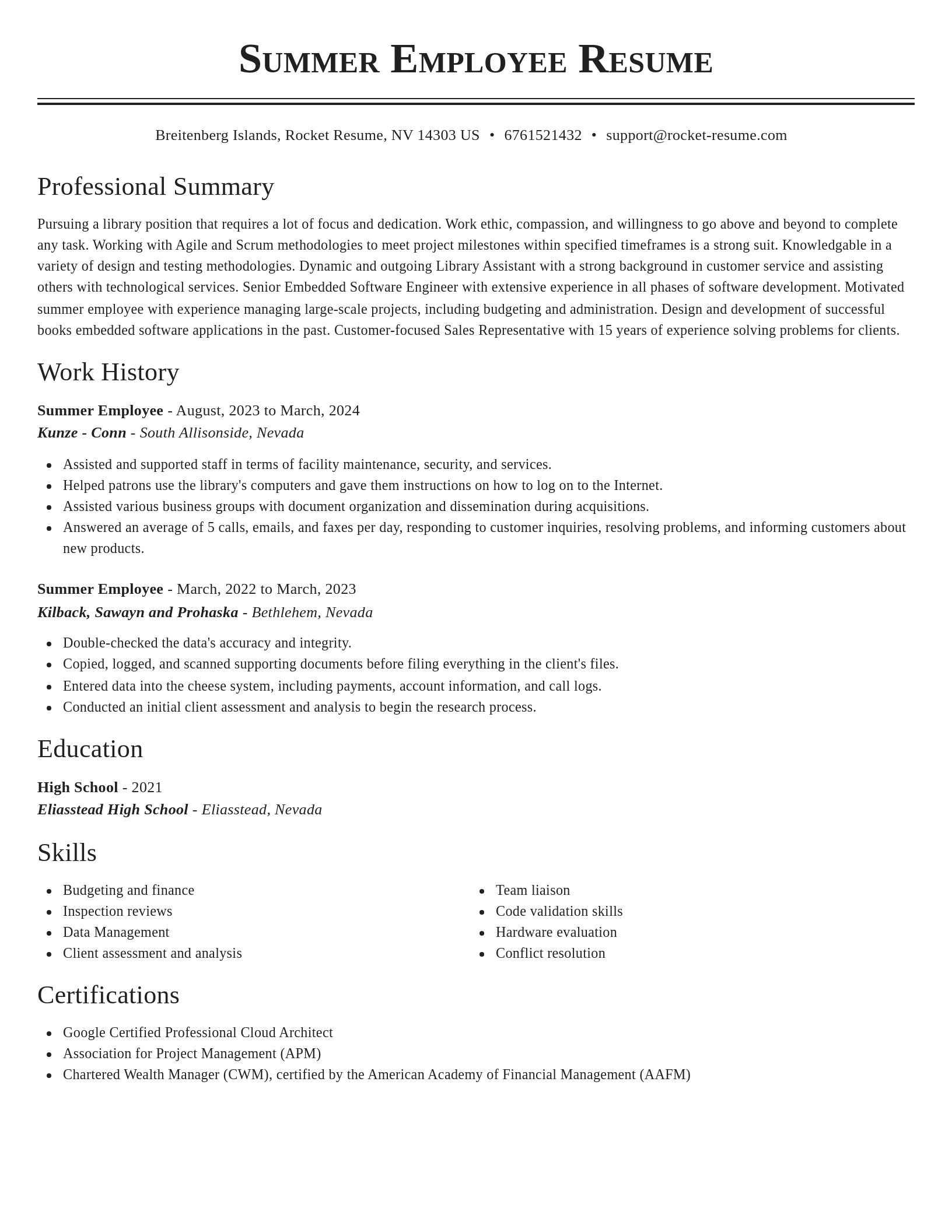 Classic resume template
