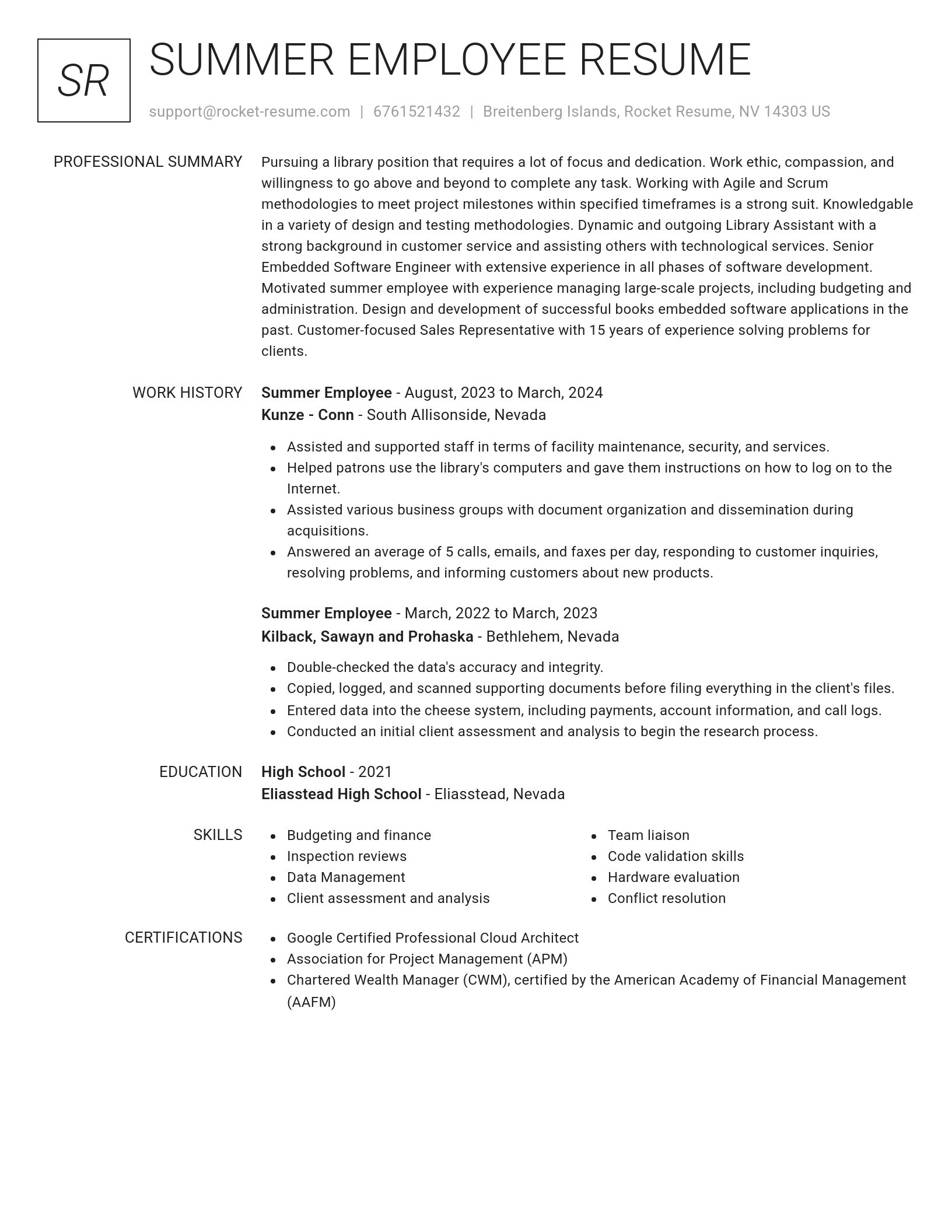 Renowned resume template