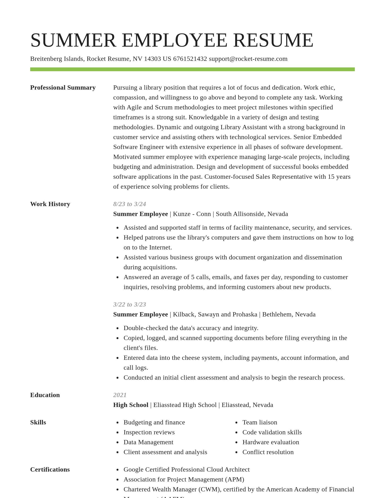 Smart resume template