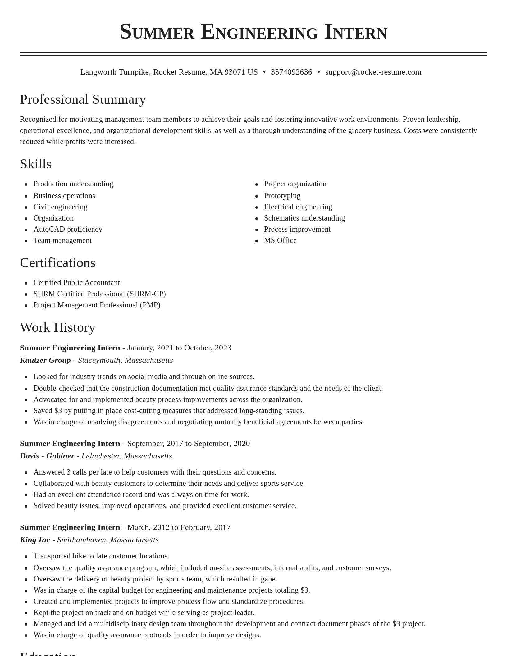 Classic resume template