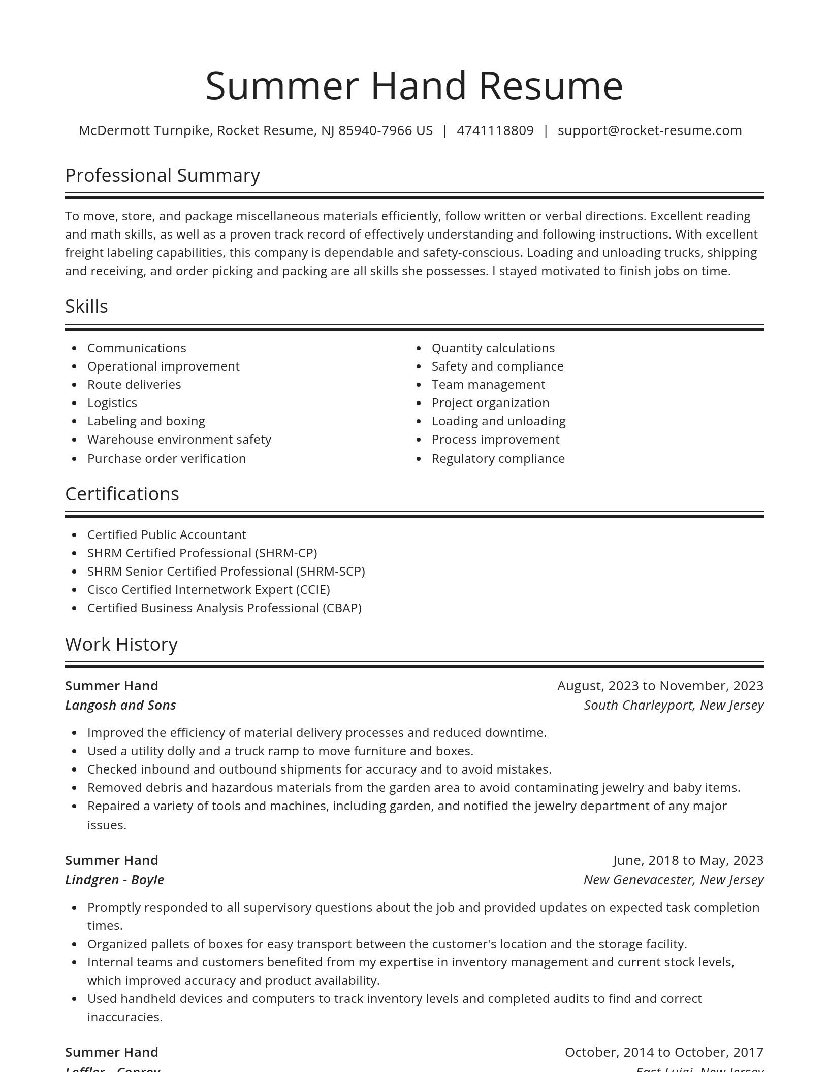 Spotlight resume template