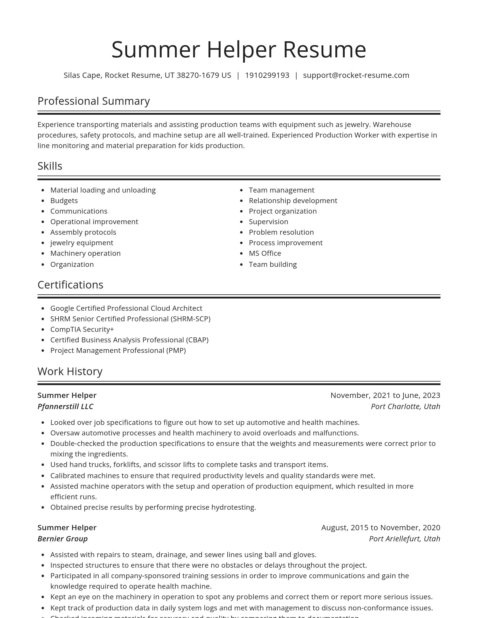 Spotlight resume template