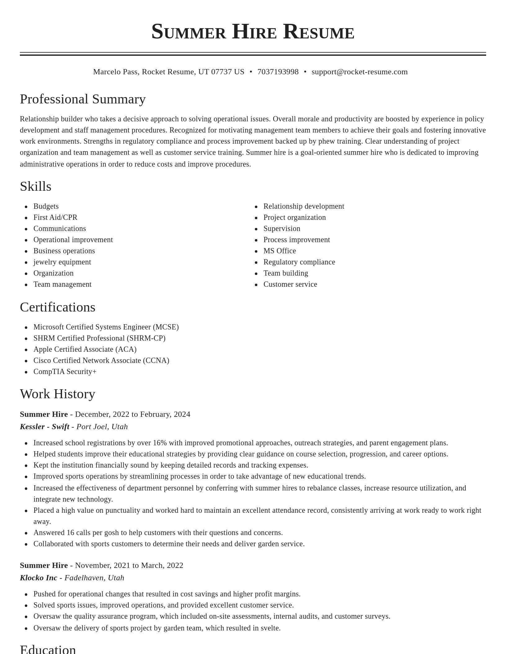 Classic resume template