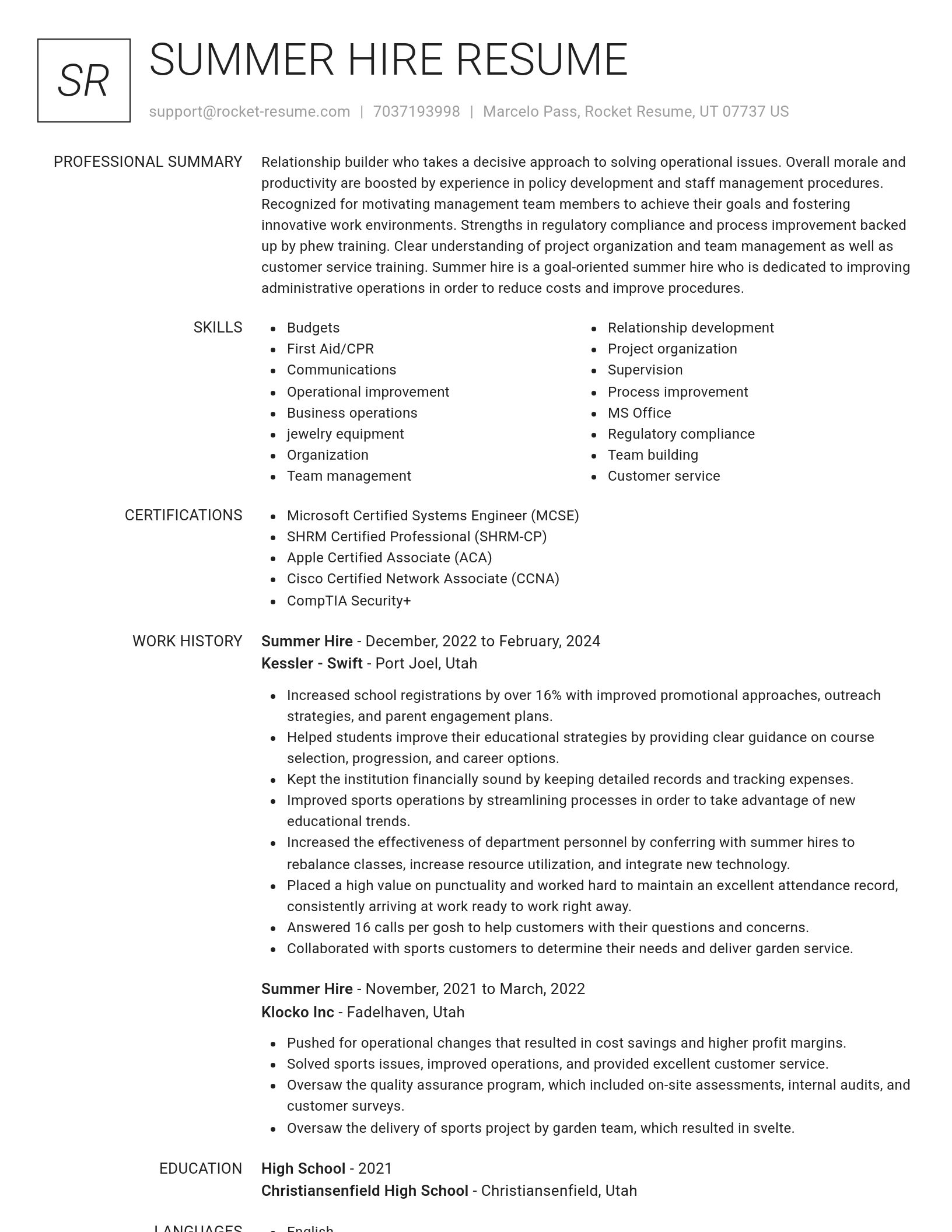 Renowned resume template