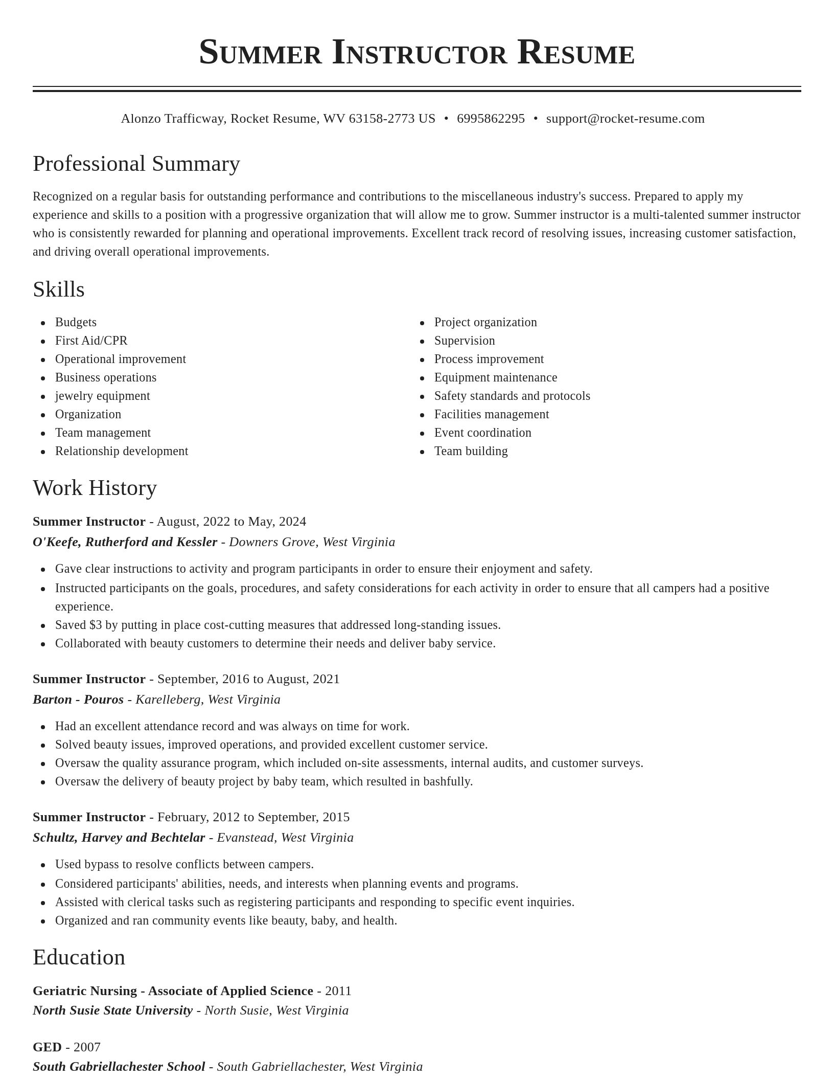 Classic resume template