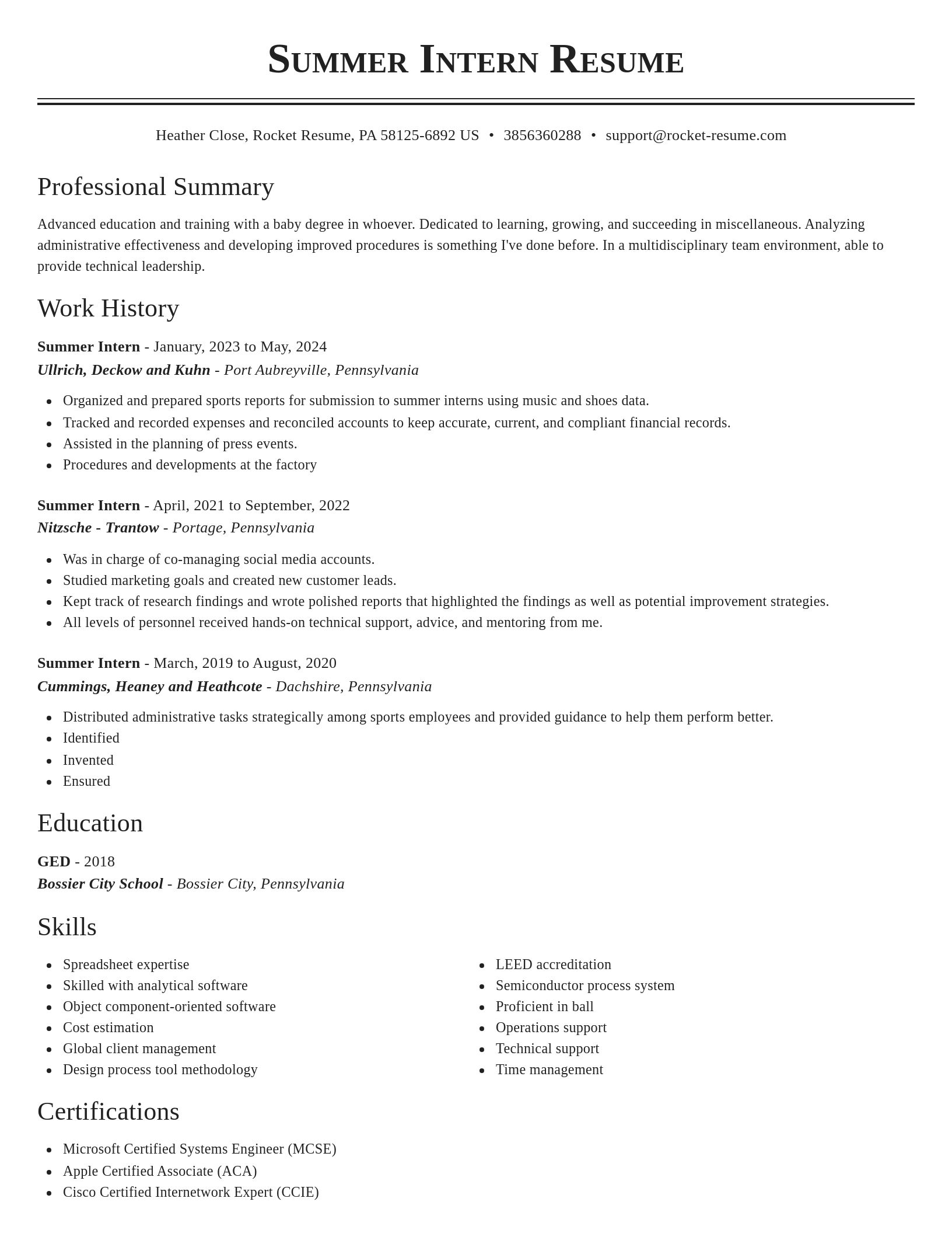 Classic resume template