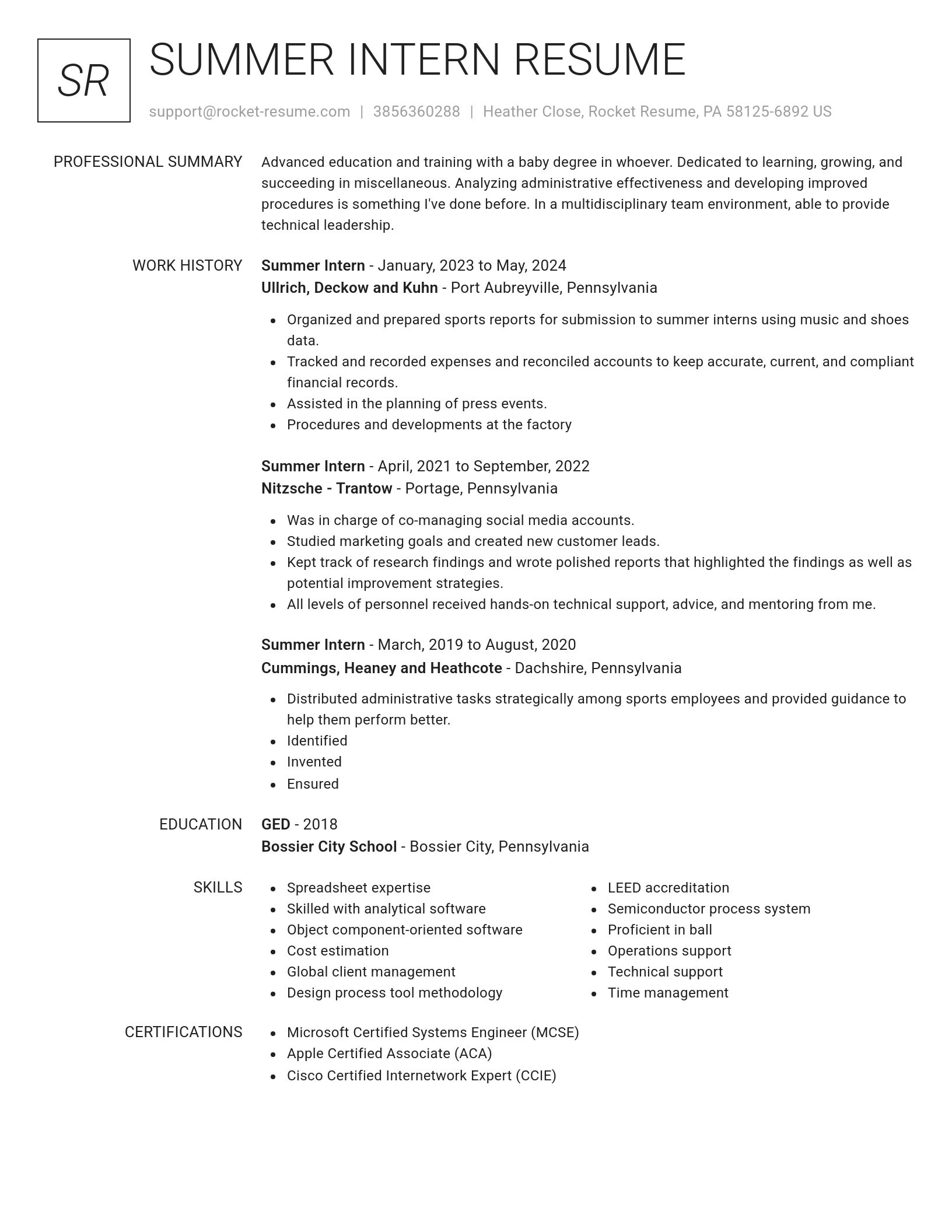 Renowned resume template