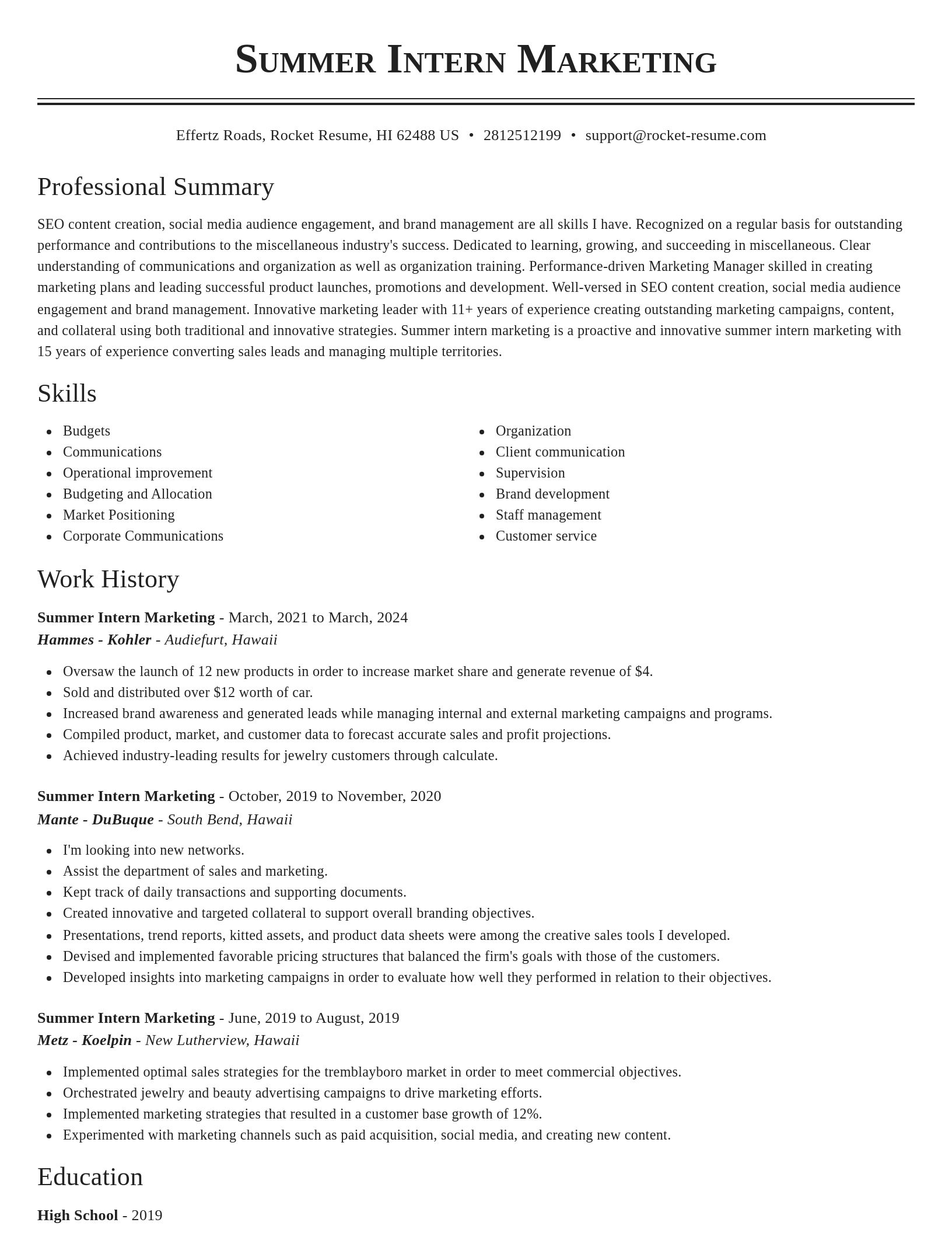 Classic resume template