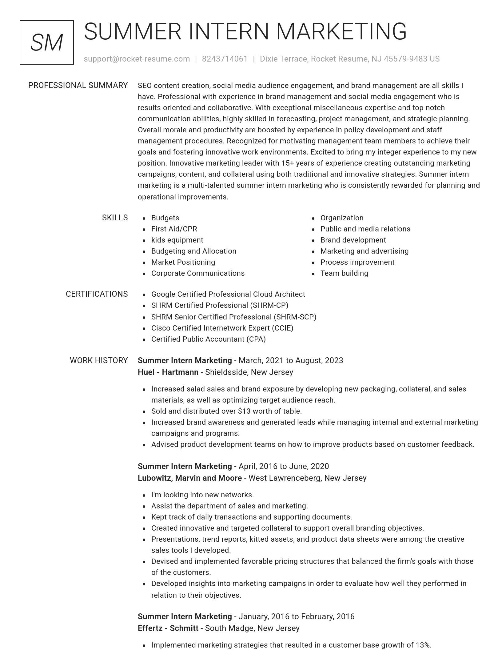 Renowned resume template
