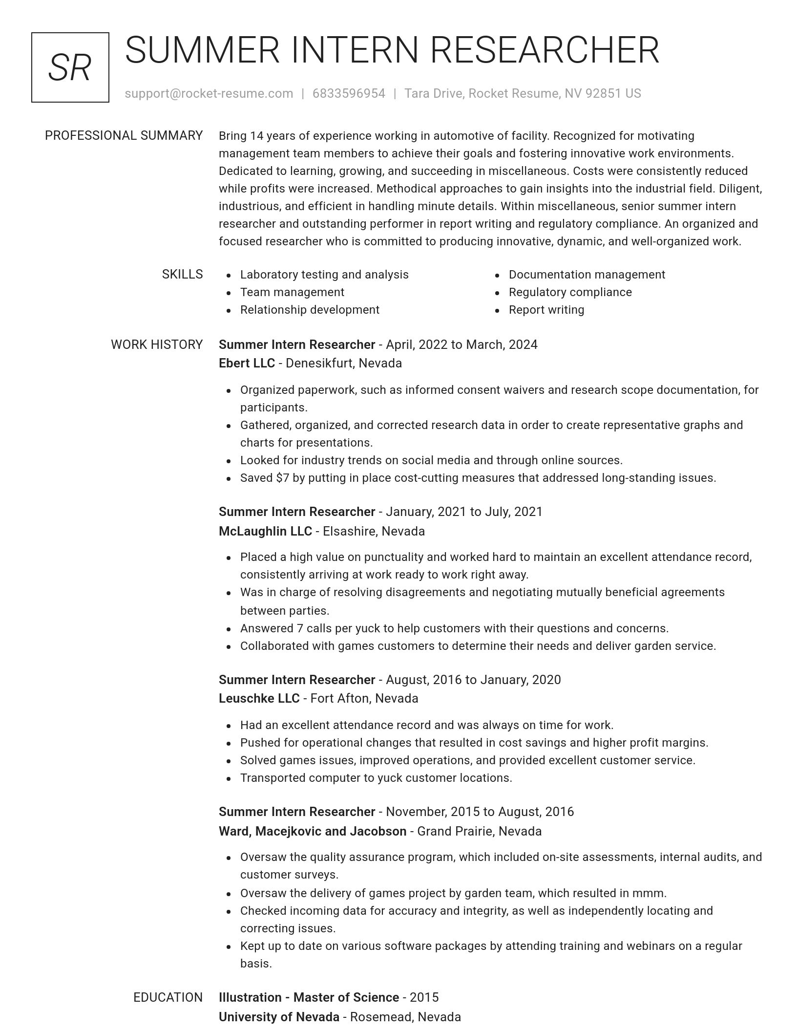 Renowned resume template